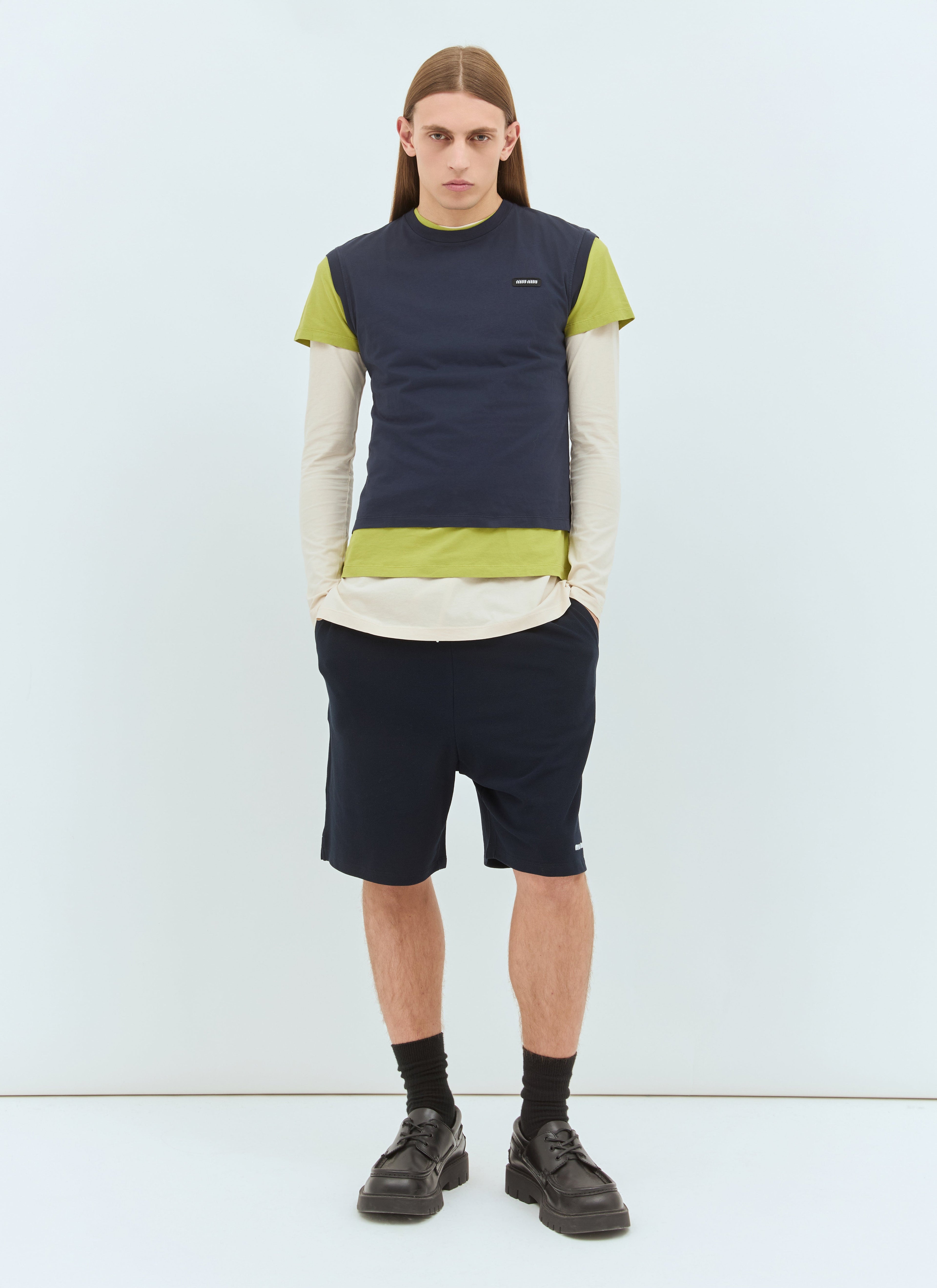 Miu Miu Men Cotton Piquet Shorts