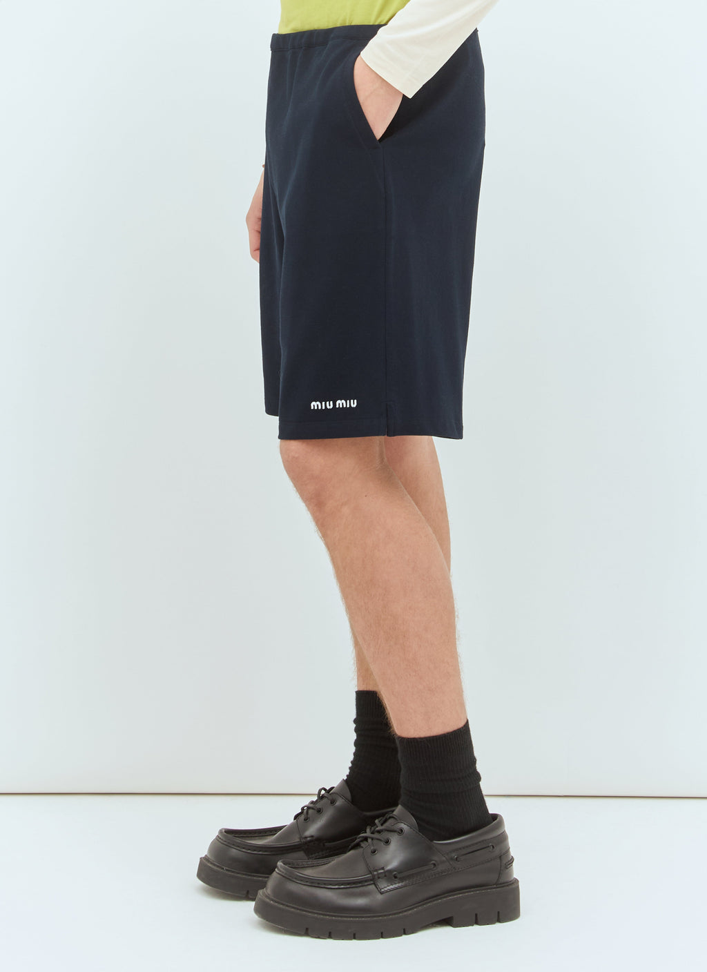 Miu Miu Men Cotton Piquet Shorts
