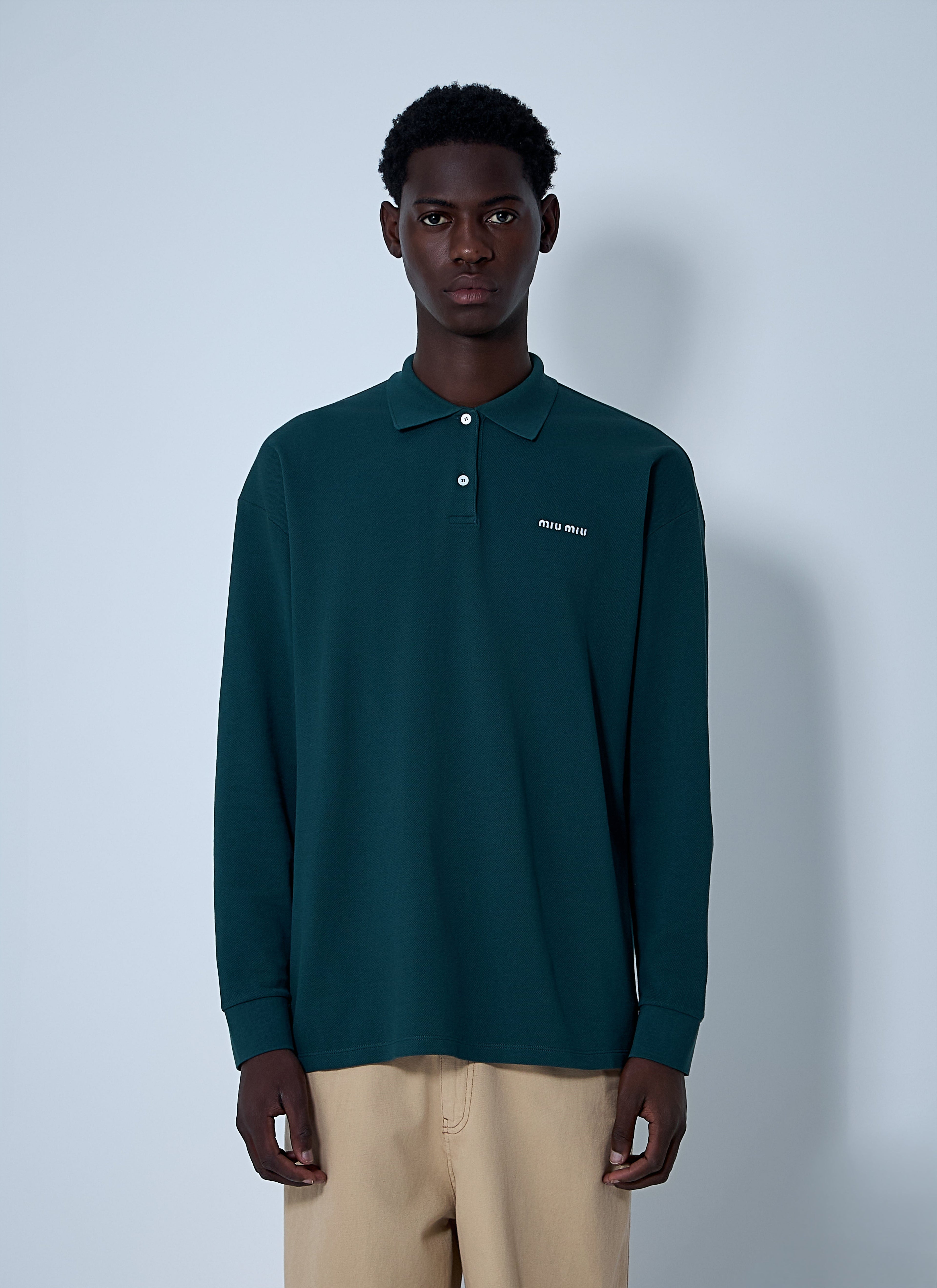 Miu Miu Men Logo Motif Polo Shirt