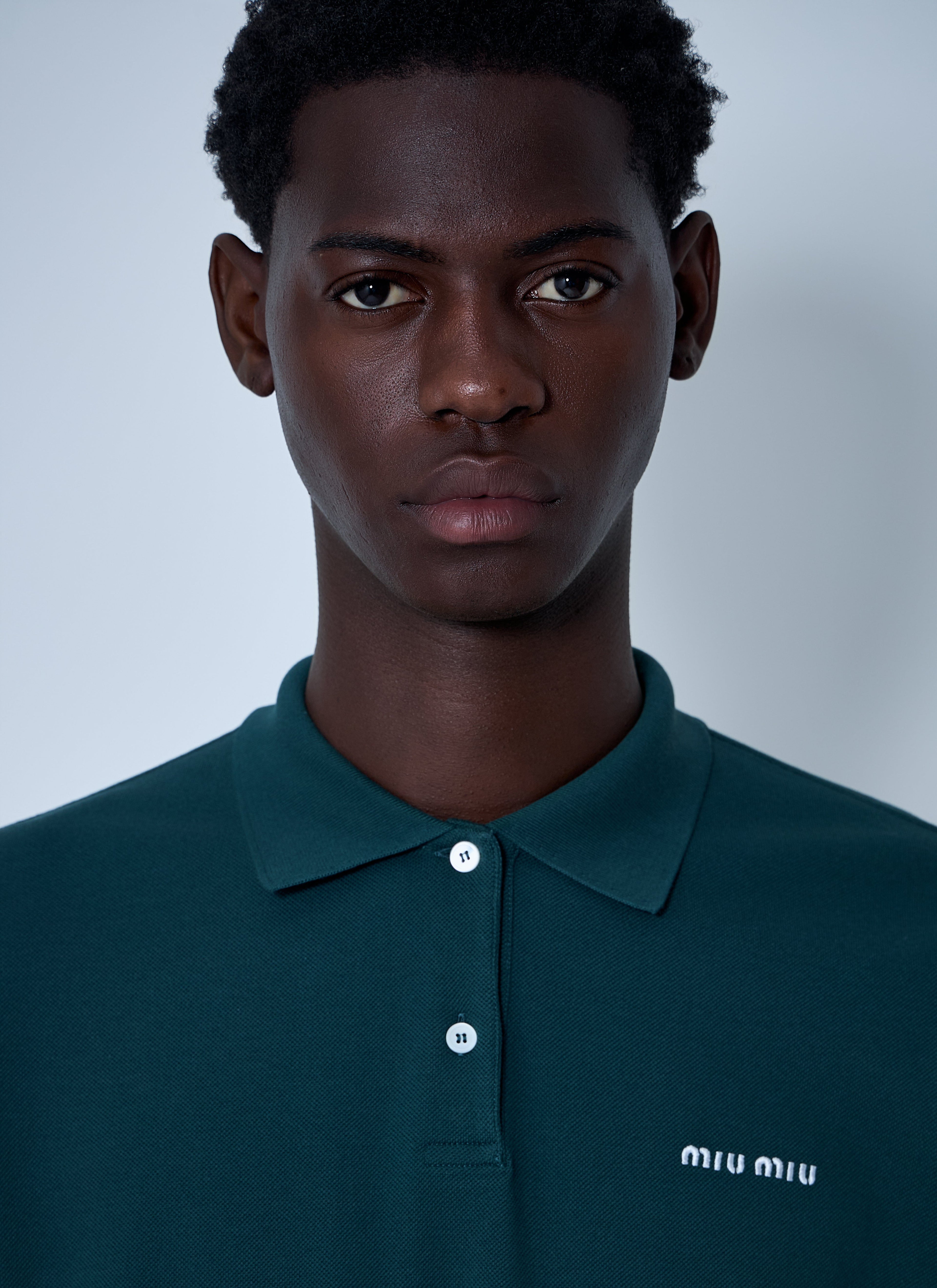 Miu Miu Men Logo Motif Polo Shirt