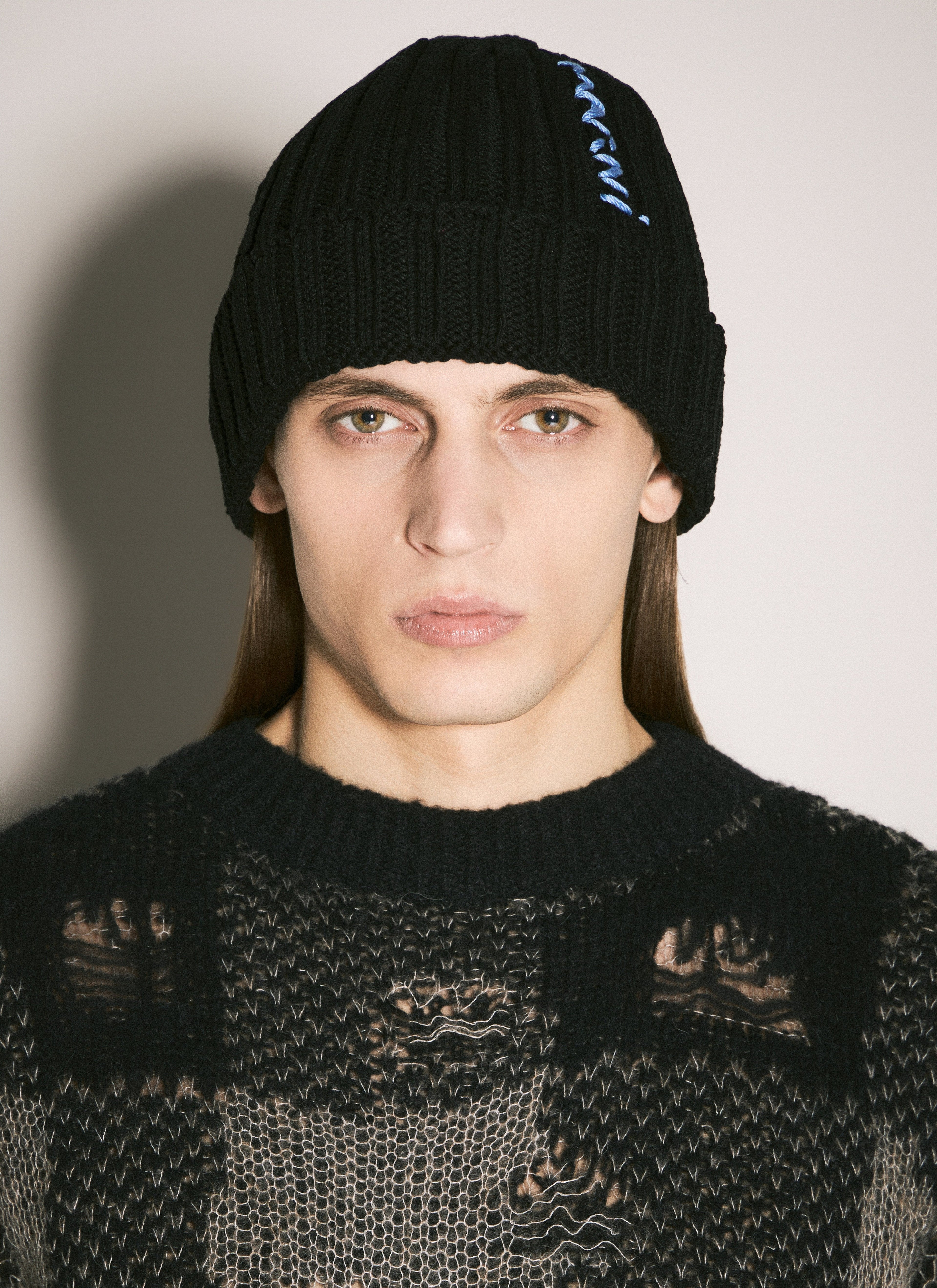 Marni Men Logo Intarsia Beanie Hat
