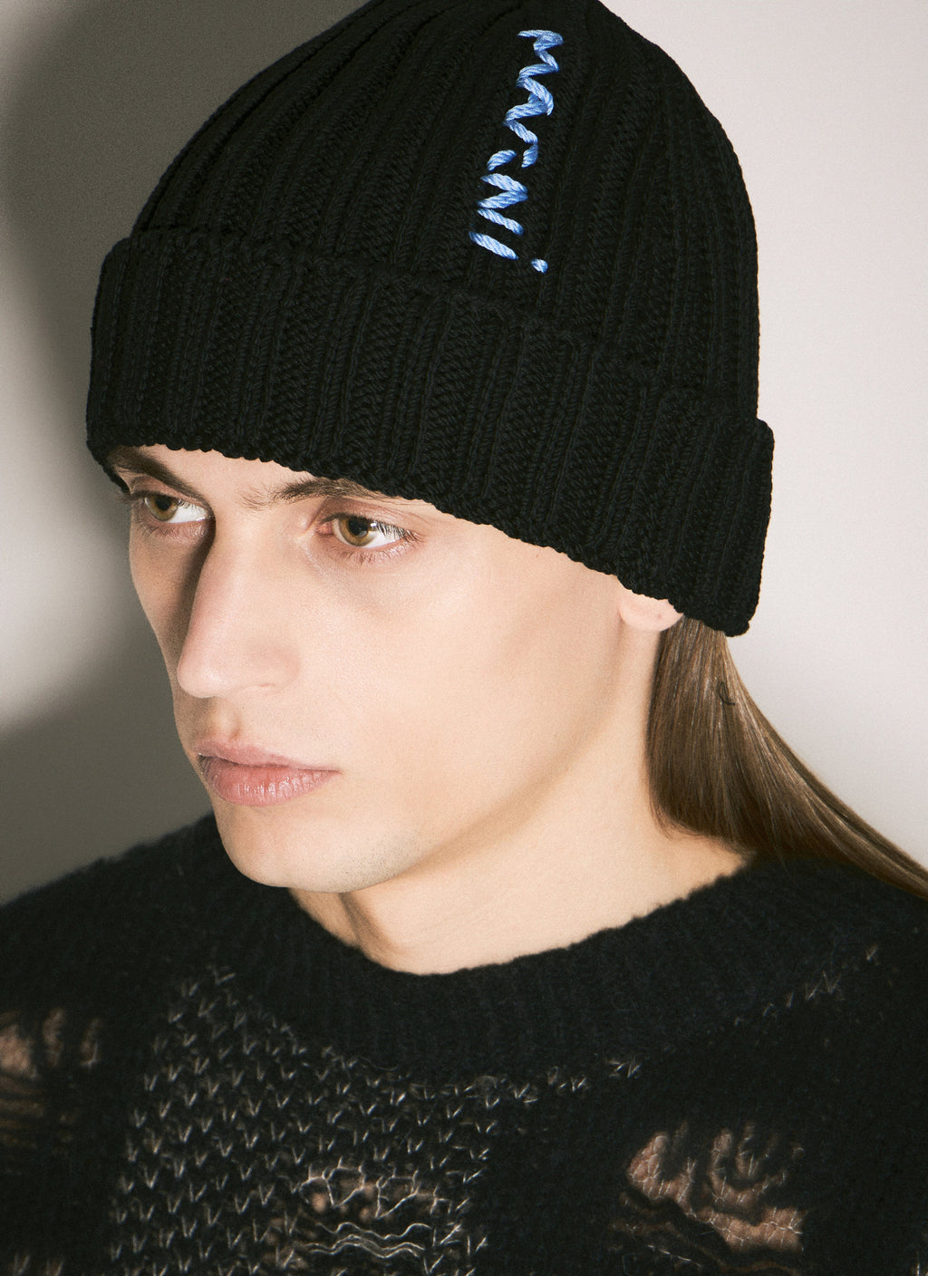 Marni Men Logo Intarsia Beanie Hat