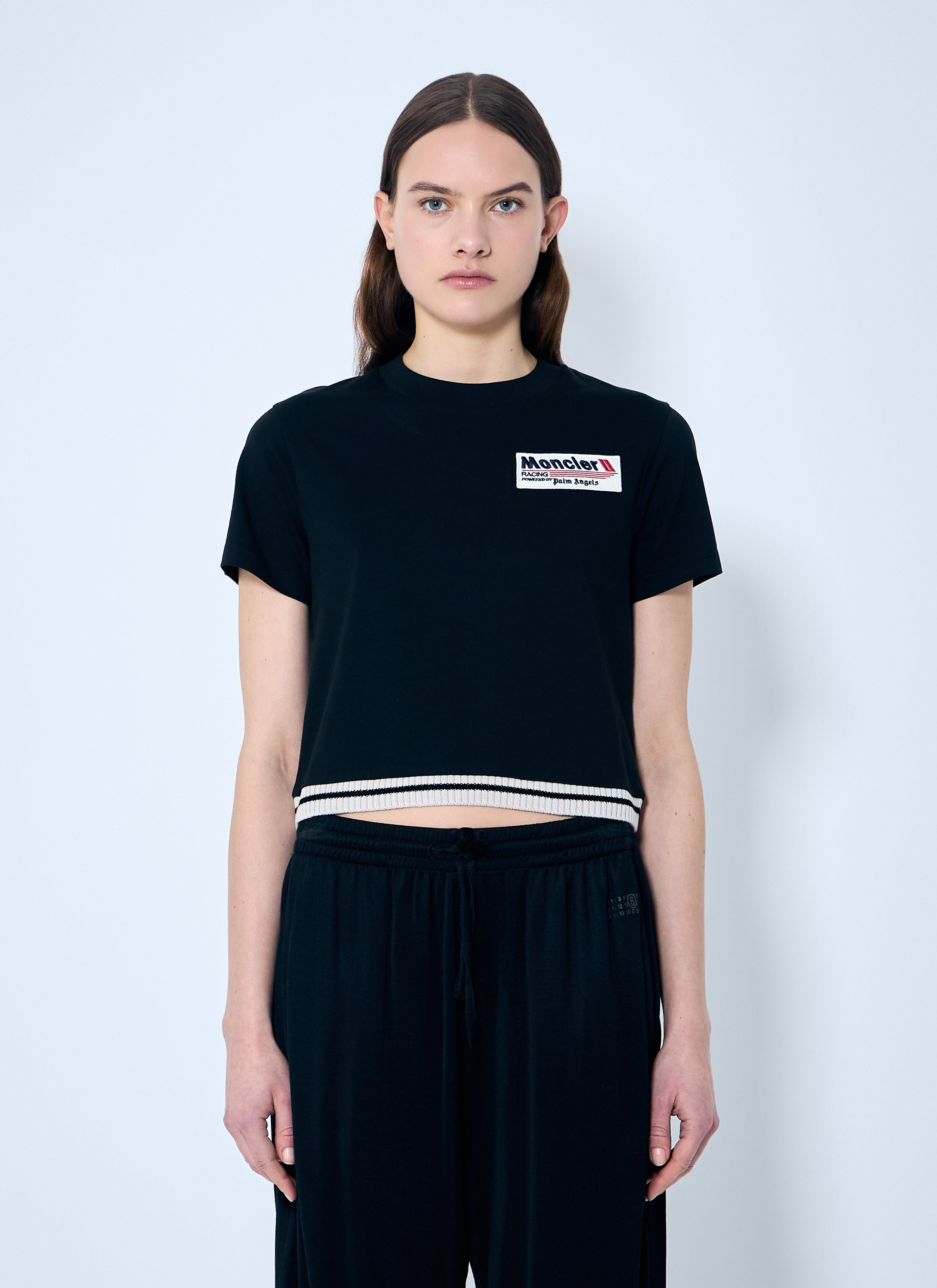 8 Moncler Palm Angels Women Cropped Logo T-Shirt