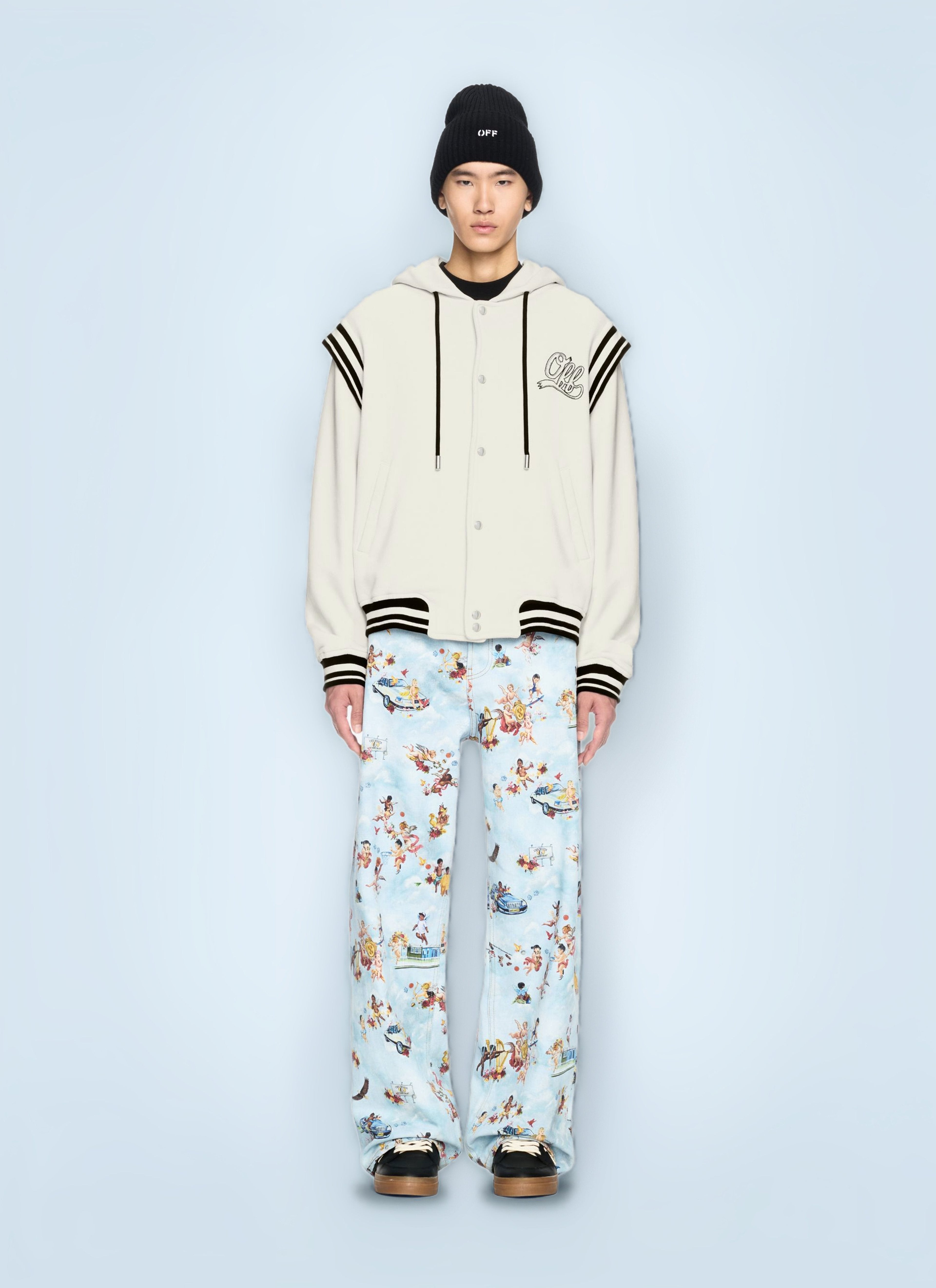 Off White Men Fleece 00 Varsity Hooded Jacket