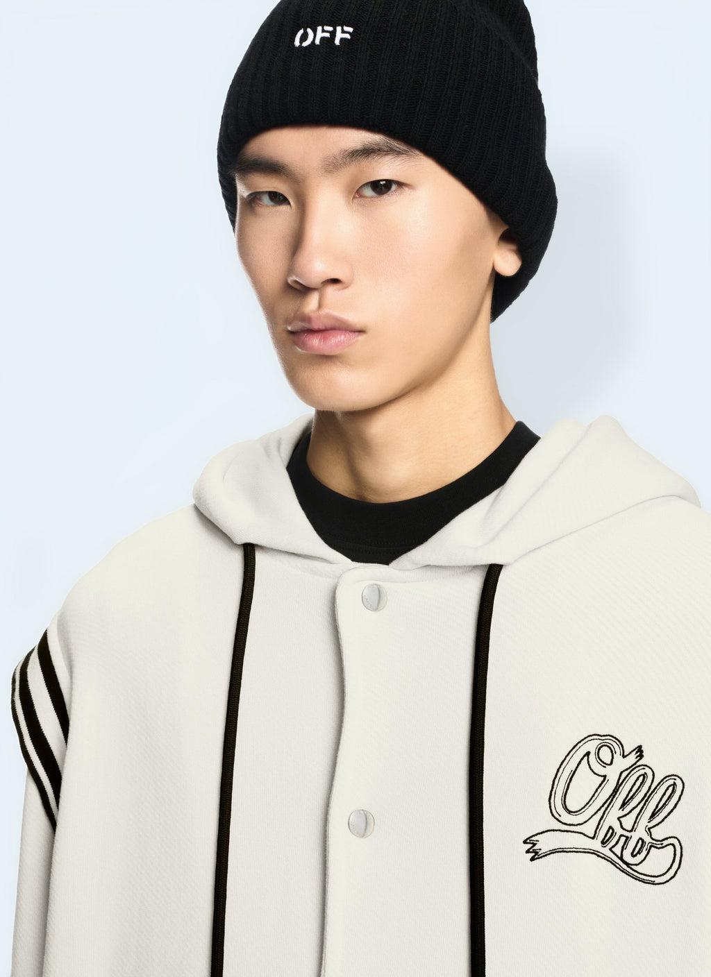 Off White Men Fleece 00 Varsity Hooded Jacket