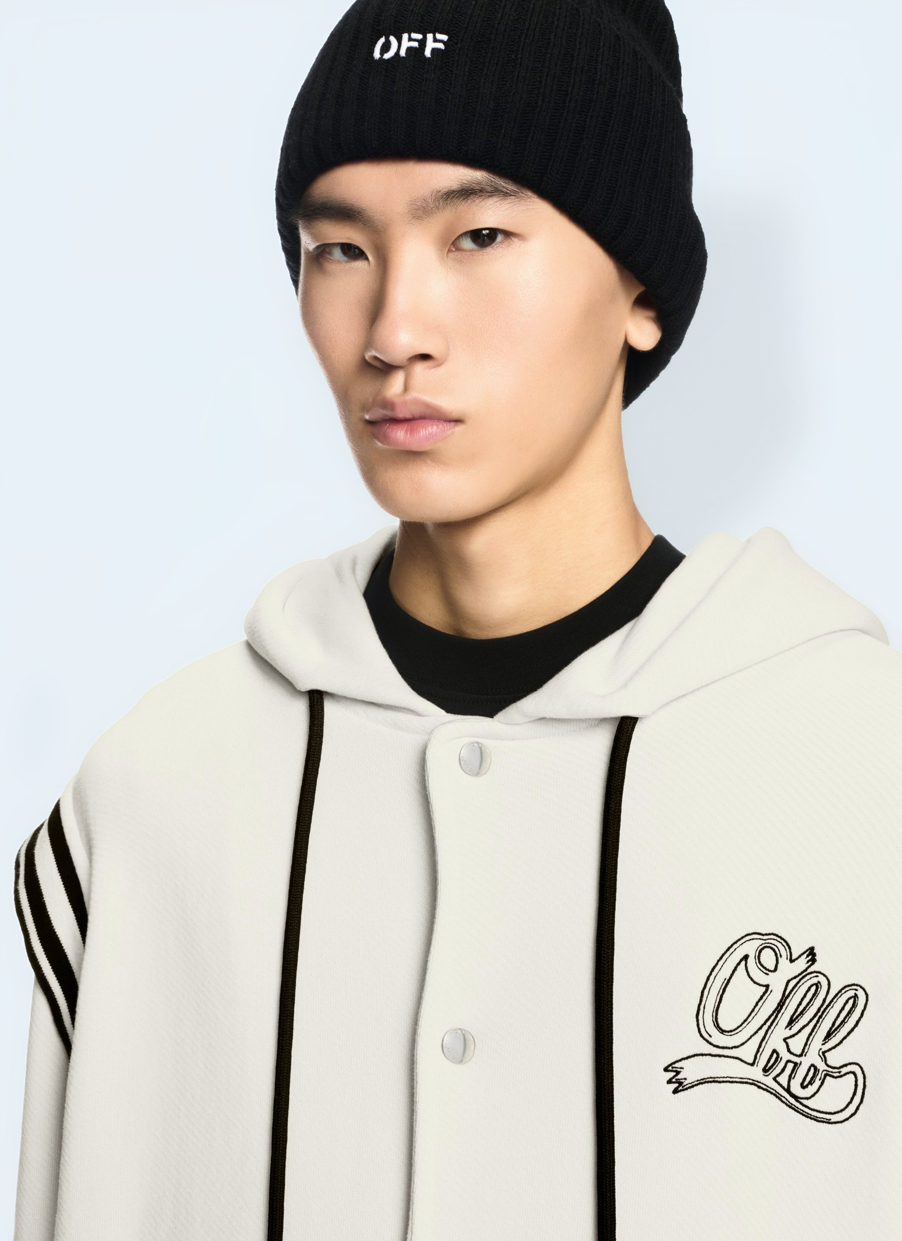 Off White Men Fleece 00 Varsity Hooded Jacket