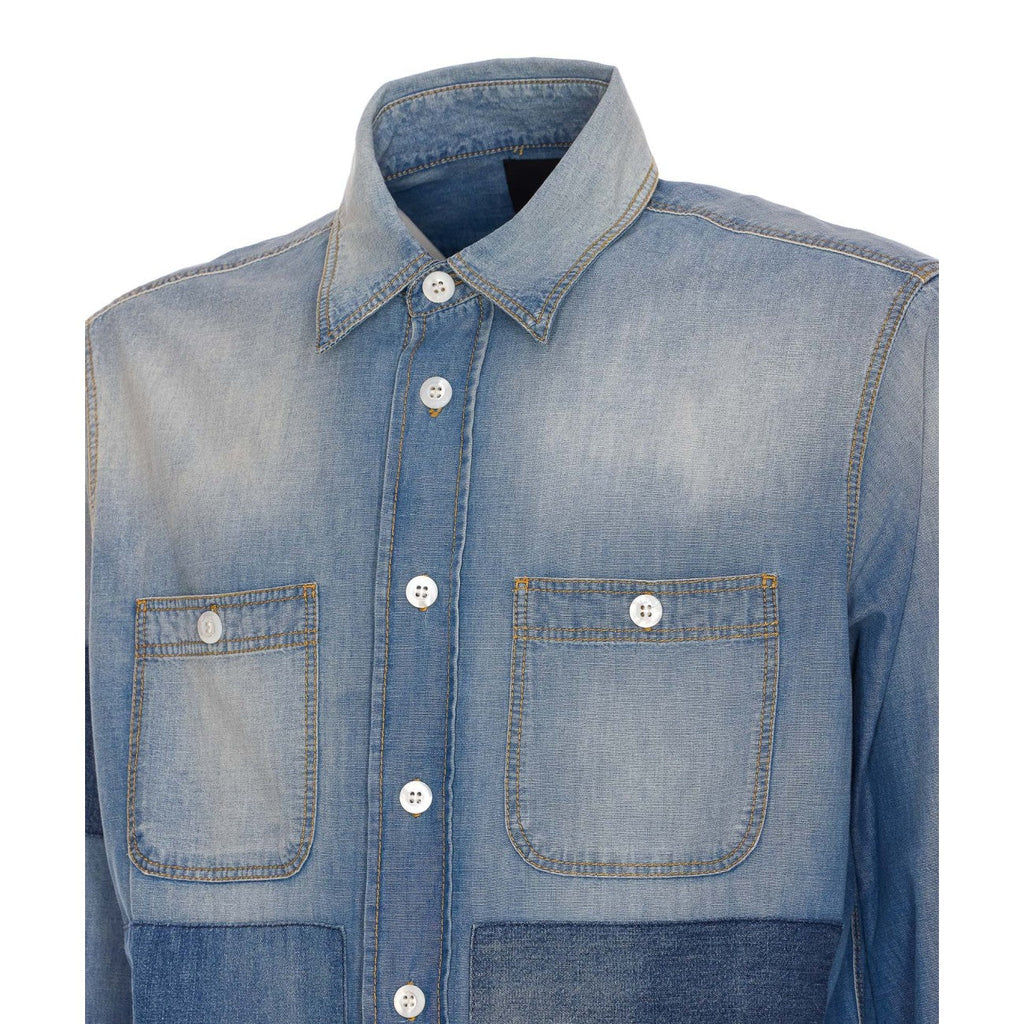 Givenchy Men Patchwork Denim Shirt