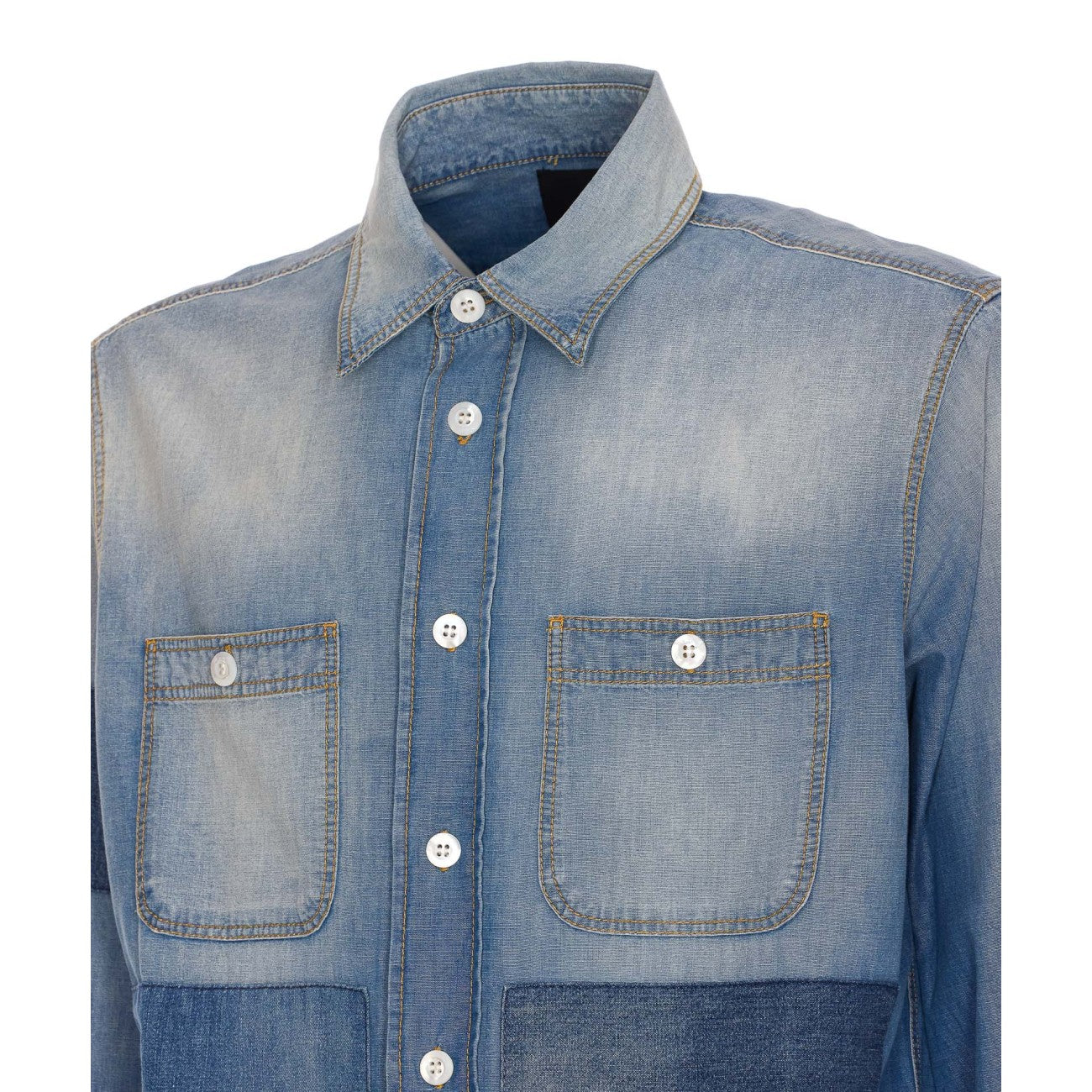 Givenchy Men Patchwork Denim Shirt