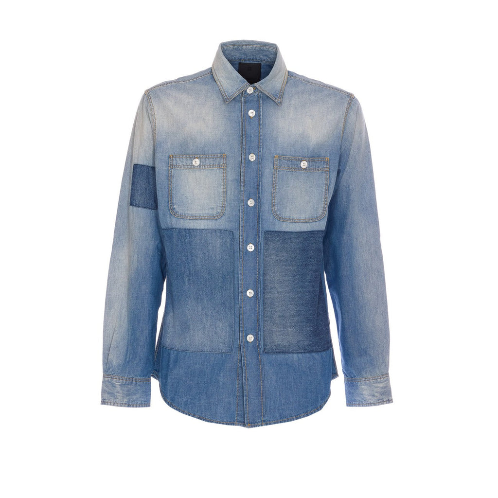 Givenchy Men Patchwork Denim Shirt