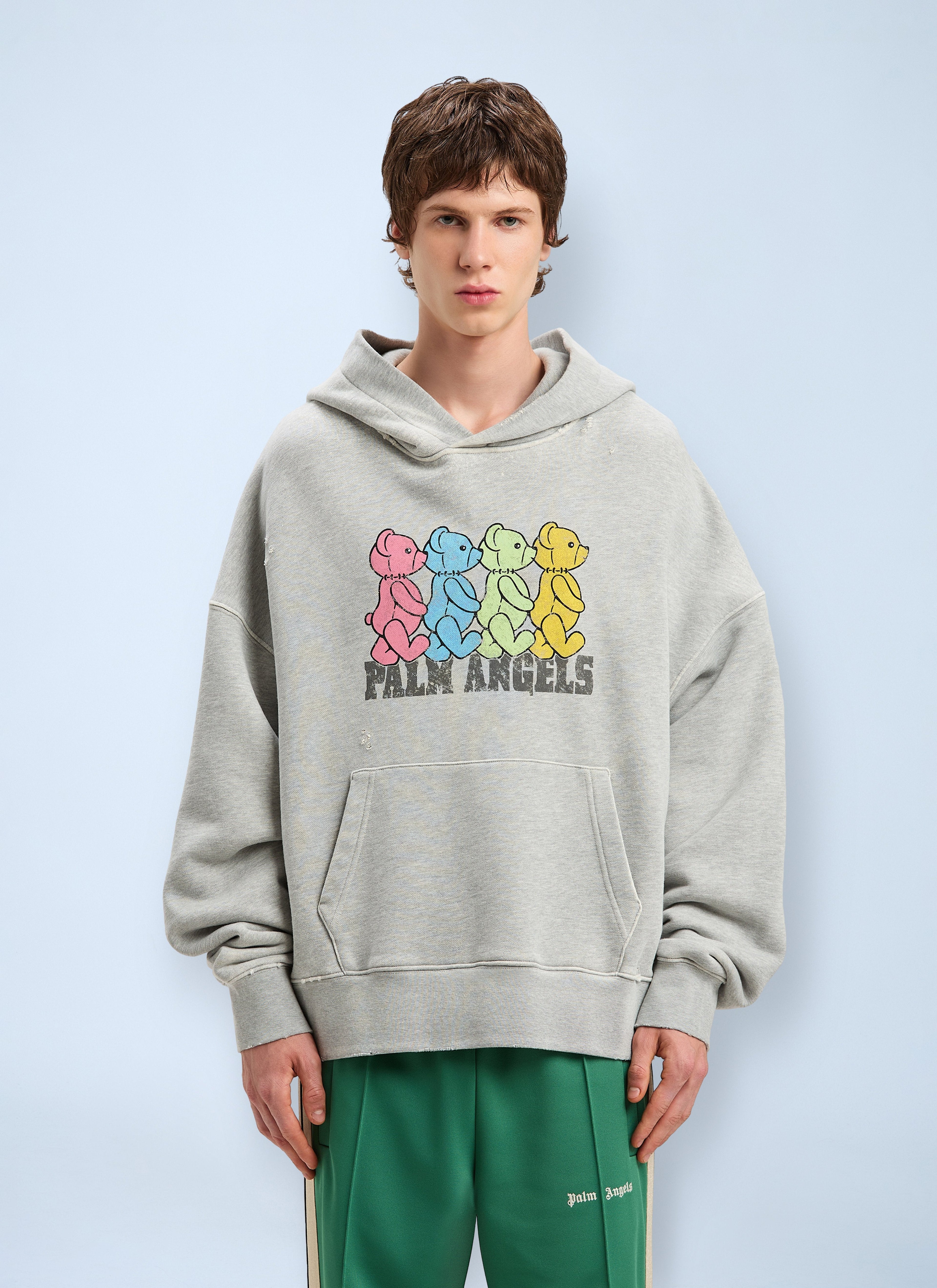 Palm Angels Men Logo Motif Hooded Sweatshirt