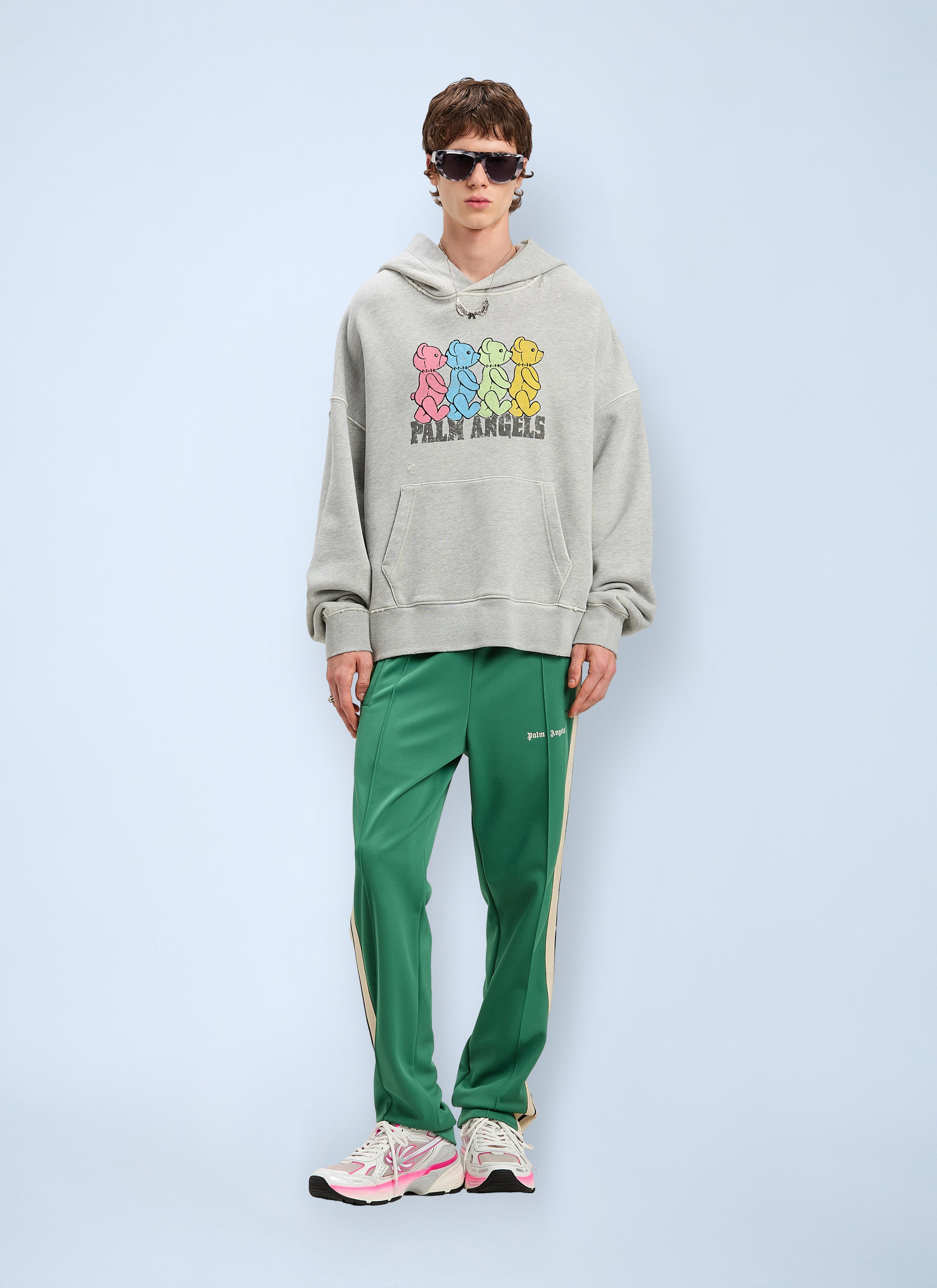 Palm Angels Men Logo Motif Hooded Sweatshirt