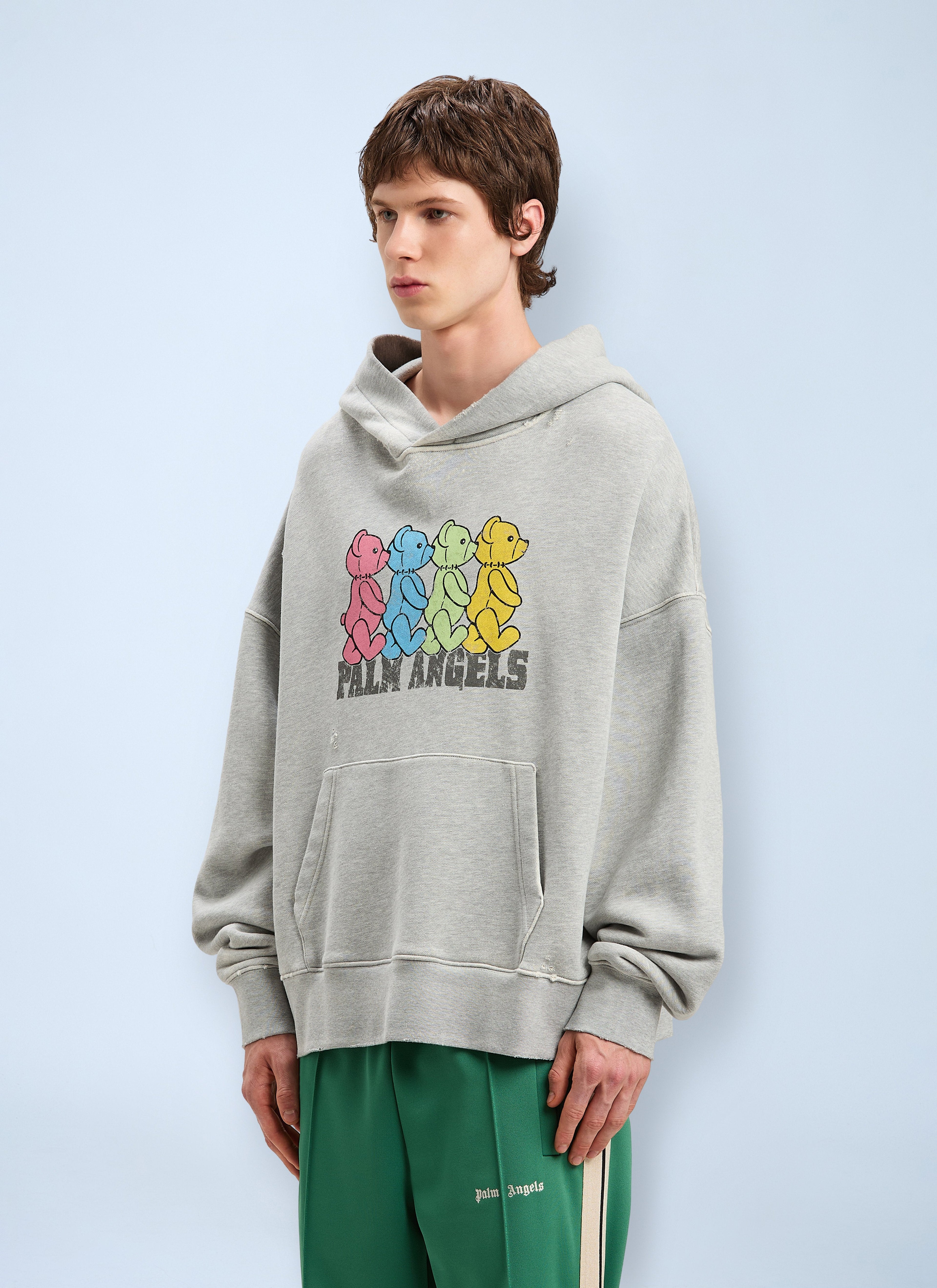 Palm Angels Men Logo Motif Hooded Sweatshirt