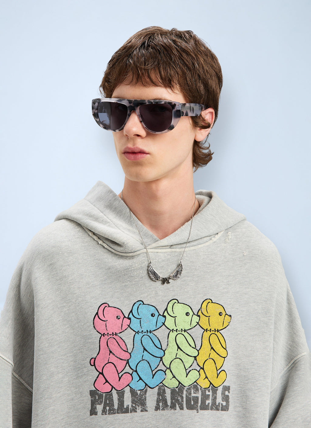 Palm Angels Men Logo Motif Hooded Sweatshirt