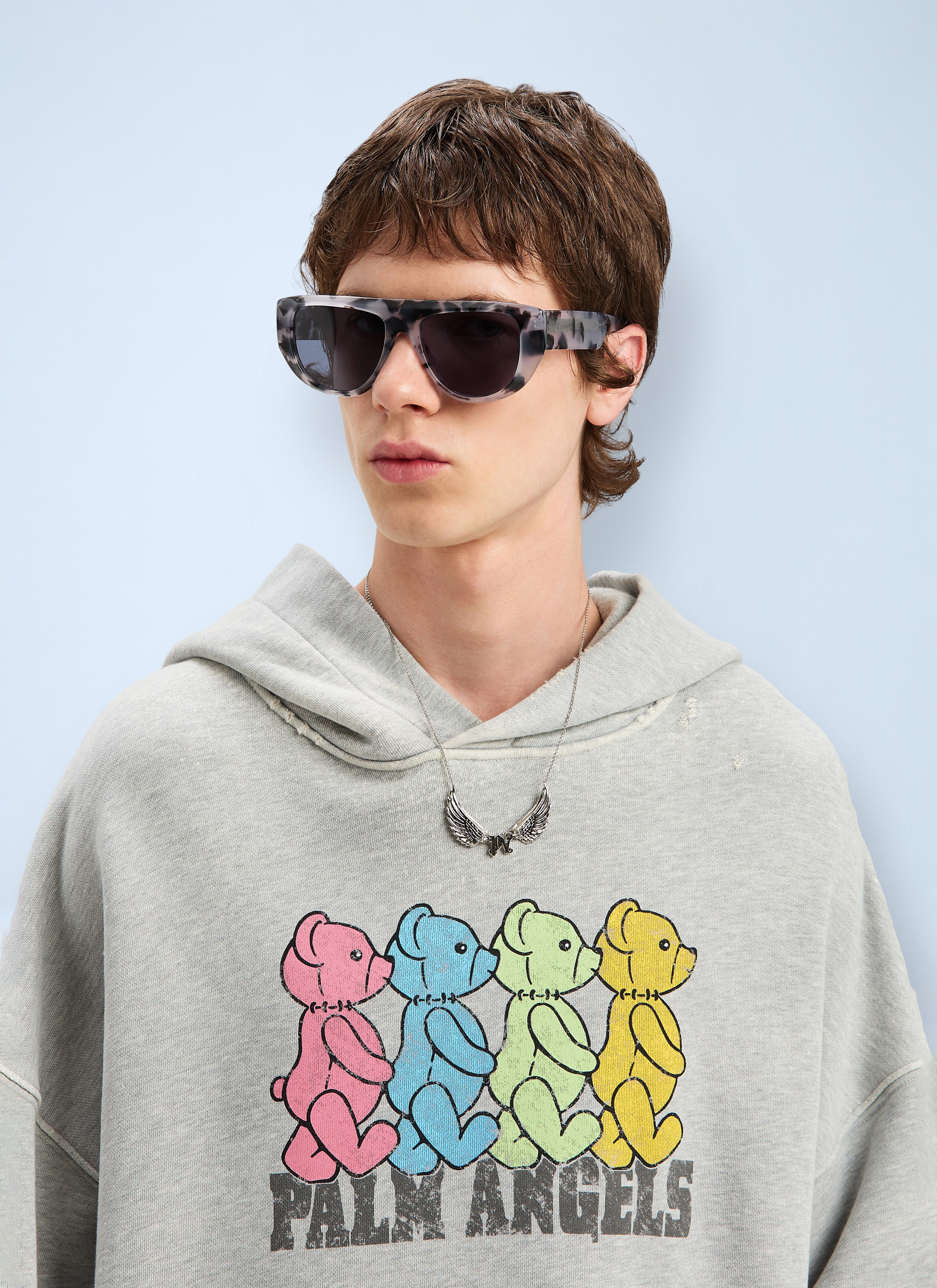 Palm Angels Men Logo Motif Hooded Sweatshirt