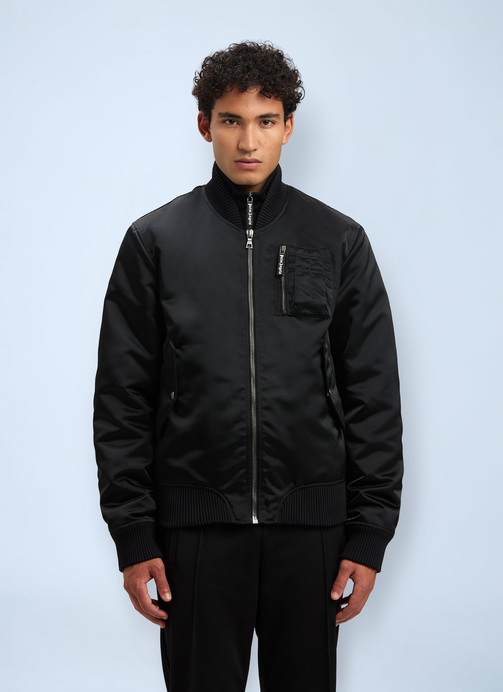 Palm Angels Men Logo Print Bomber Jacket