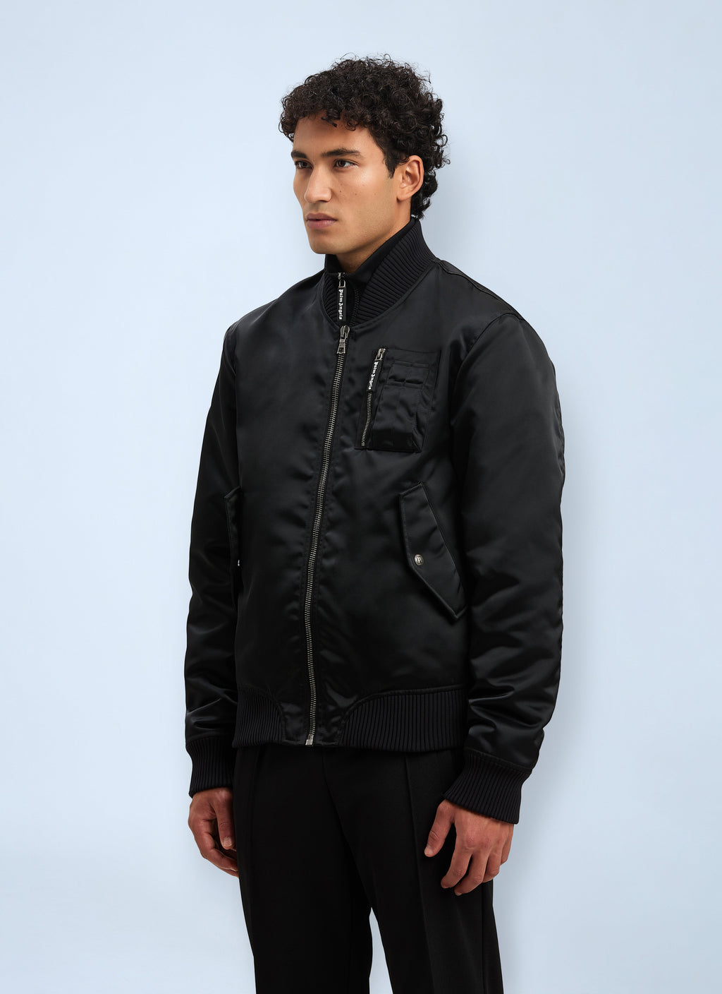 Palm Angels Men Logo Print Bomber Jacket