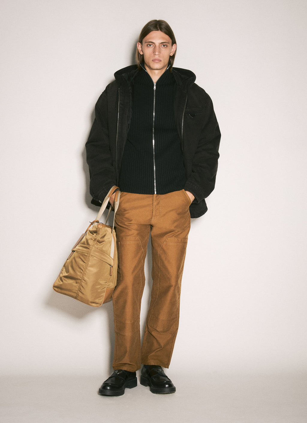 Prada Men Ribbed Wool Zip-Up Cardigan