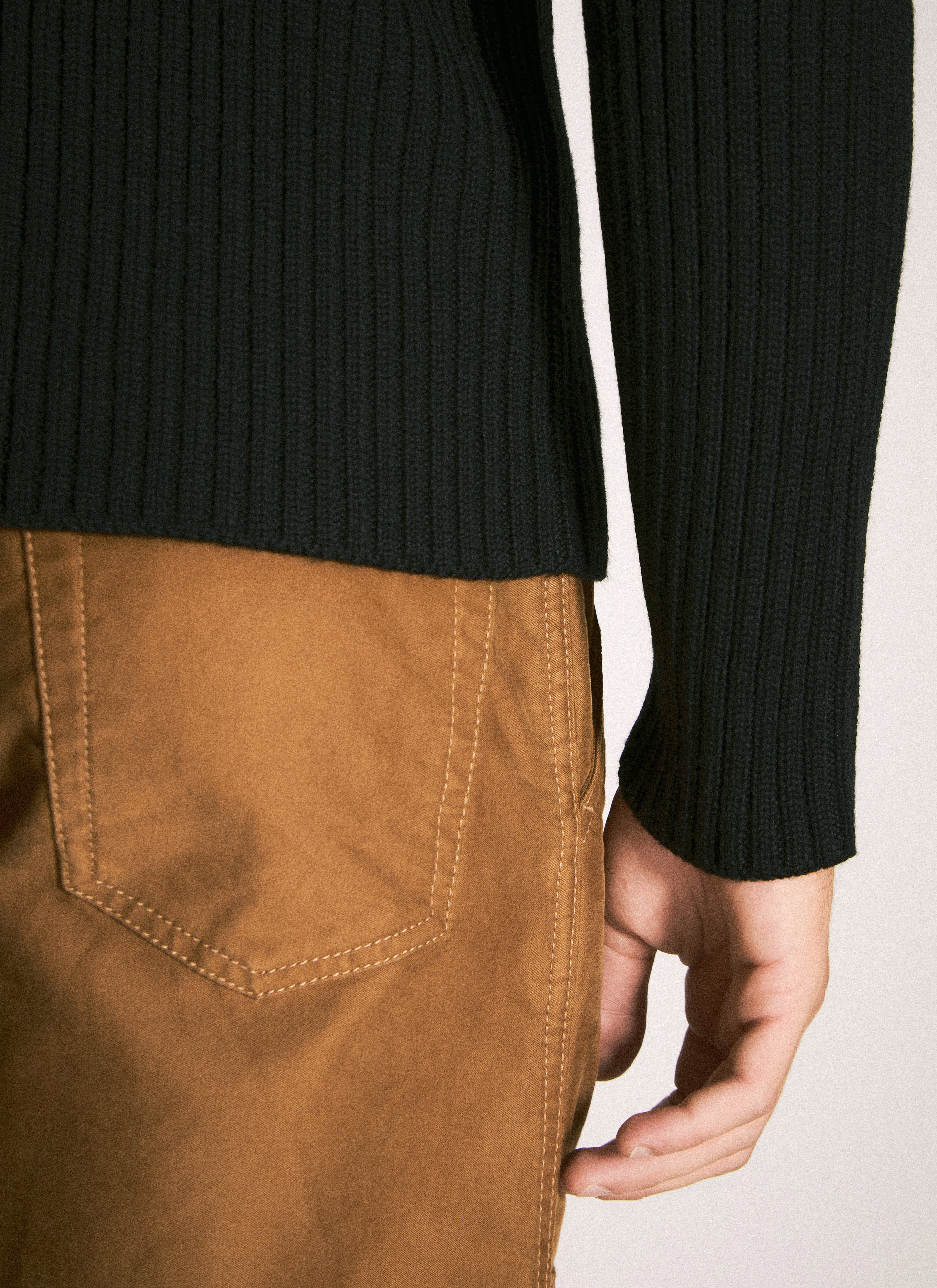 Prada Men Ribbed Wool Zip-Up Cardigan