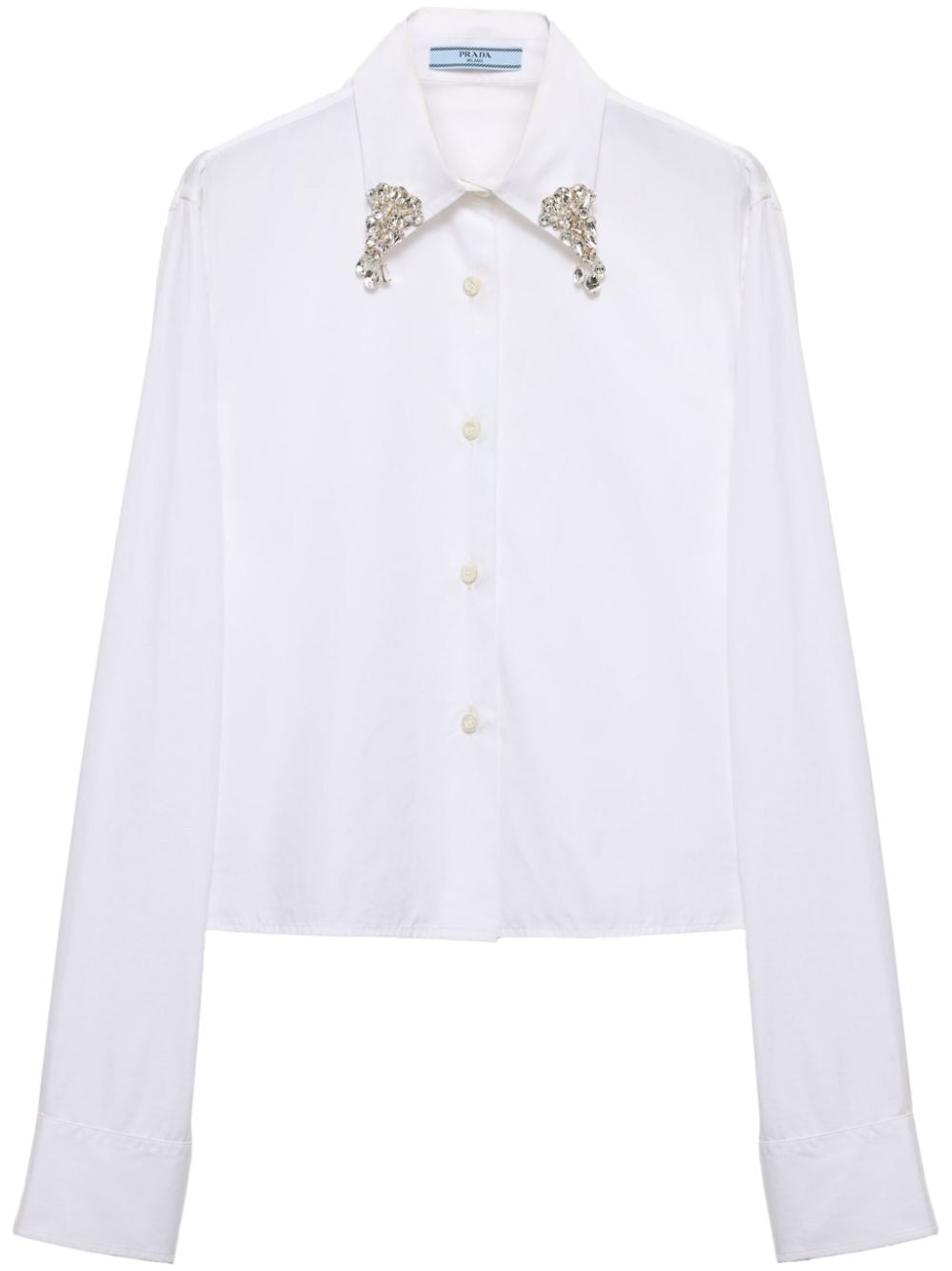 Prada Women Camicia Boxy In Popeline Ricamata - EZE Fashion®