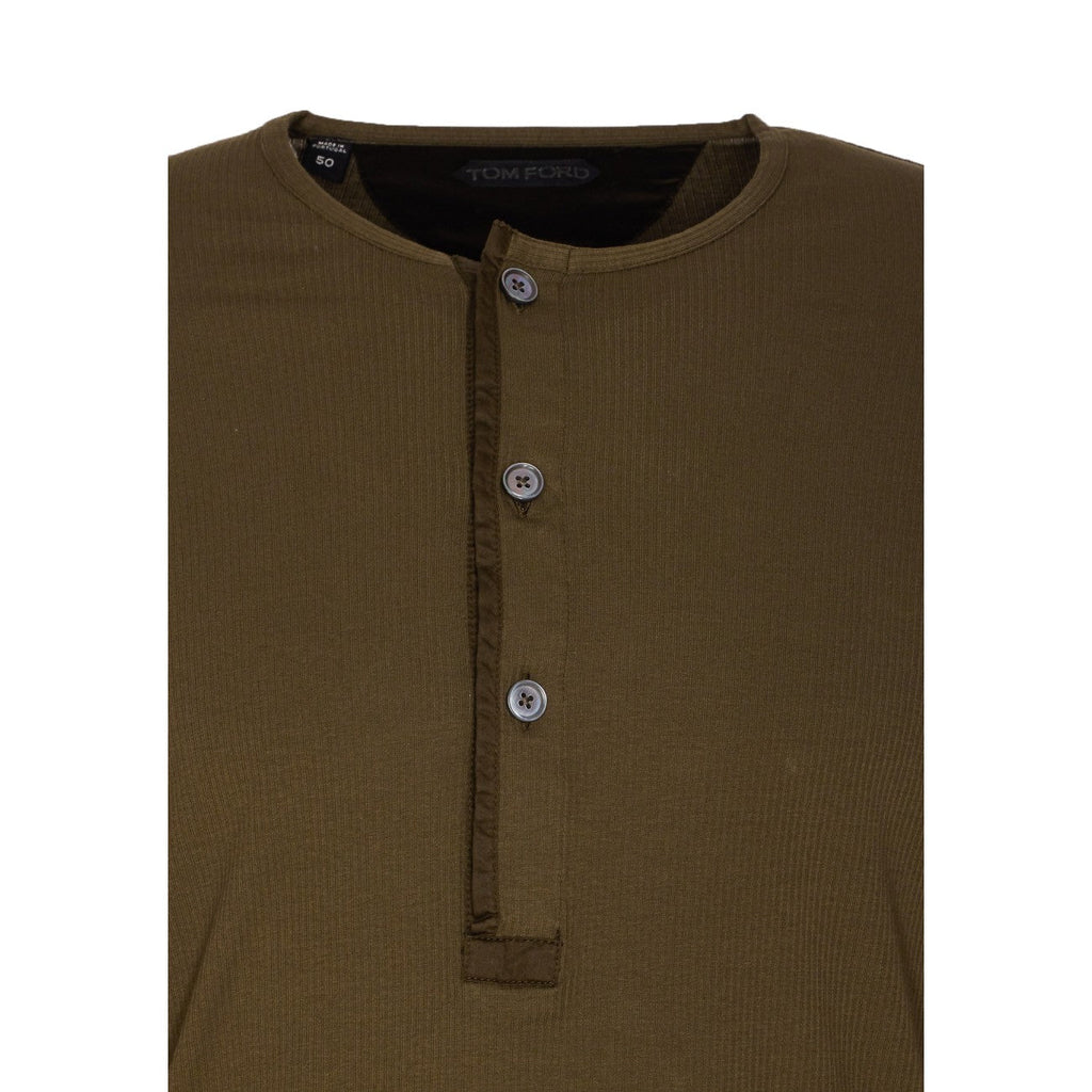 Tom Ford Men Ribbed Longsleeves Henley T-Shirt