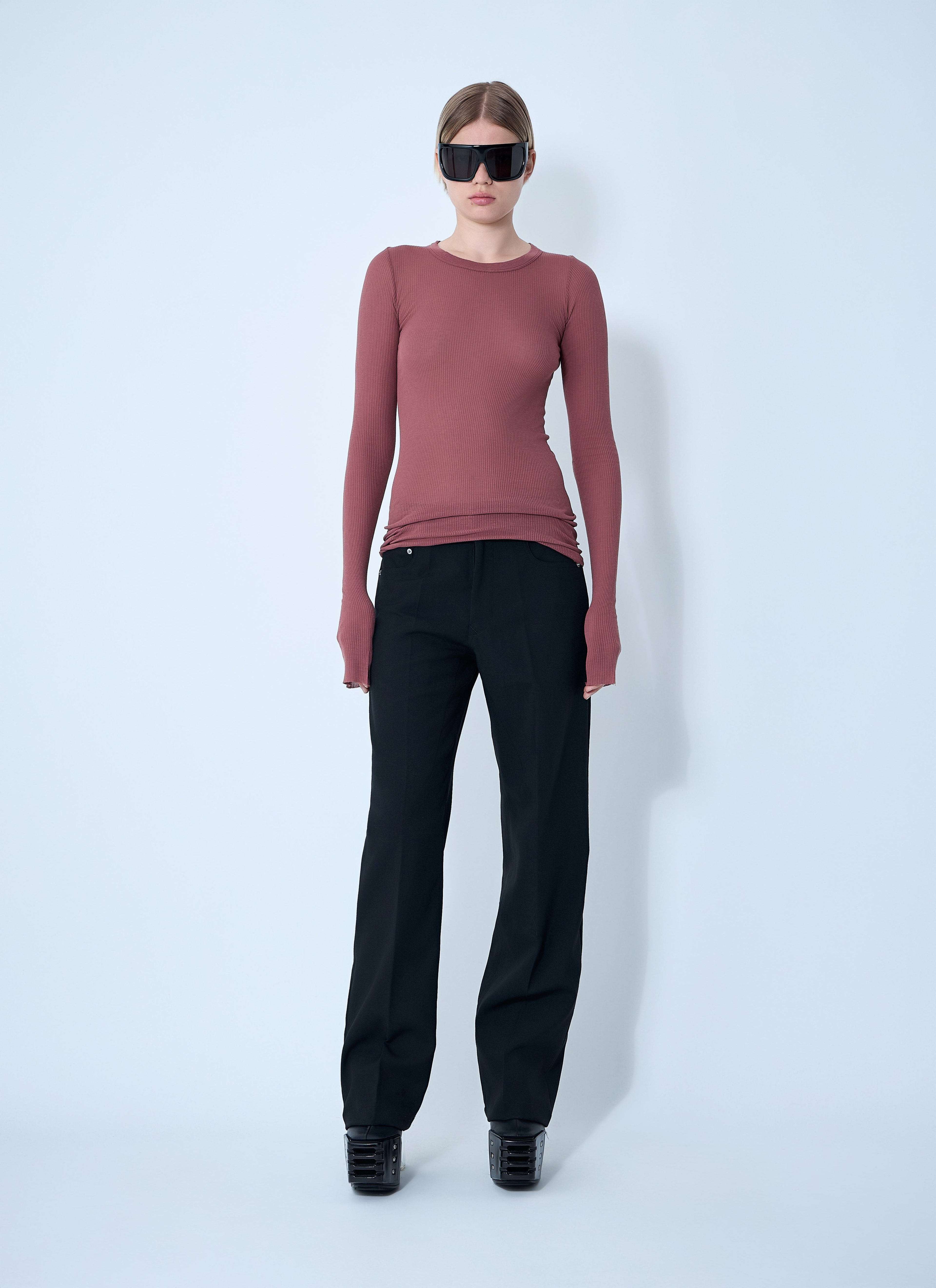 Rick Owens Women Ribbed Long Sleeve Top