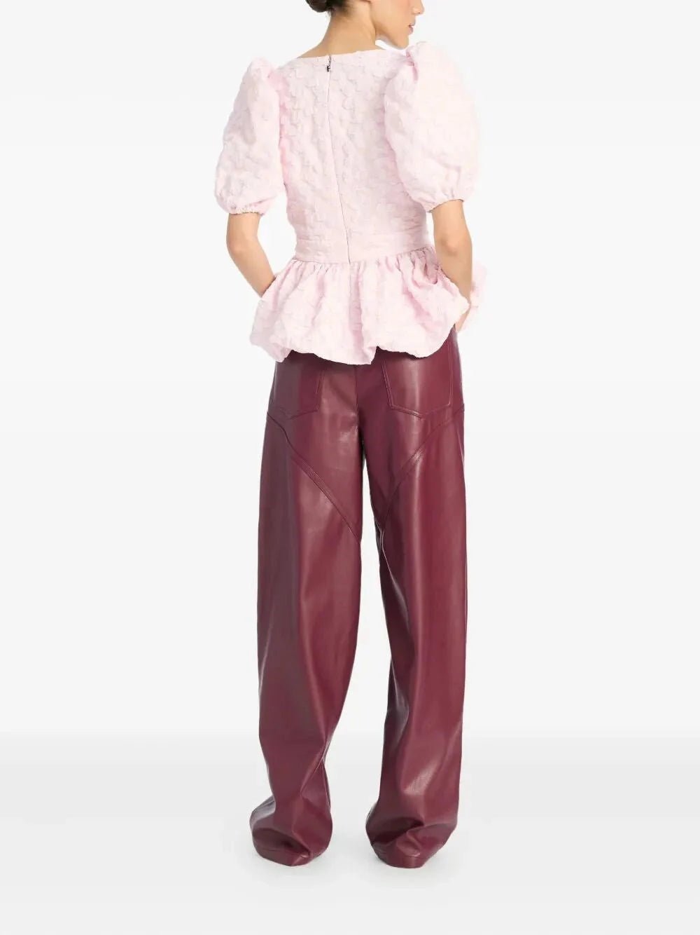 Rotate Women Jacquard Puff Sleeve Top - EZE Fashion®