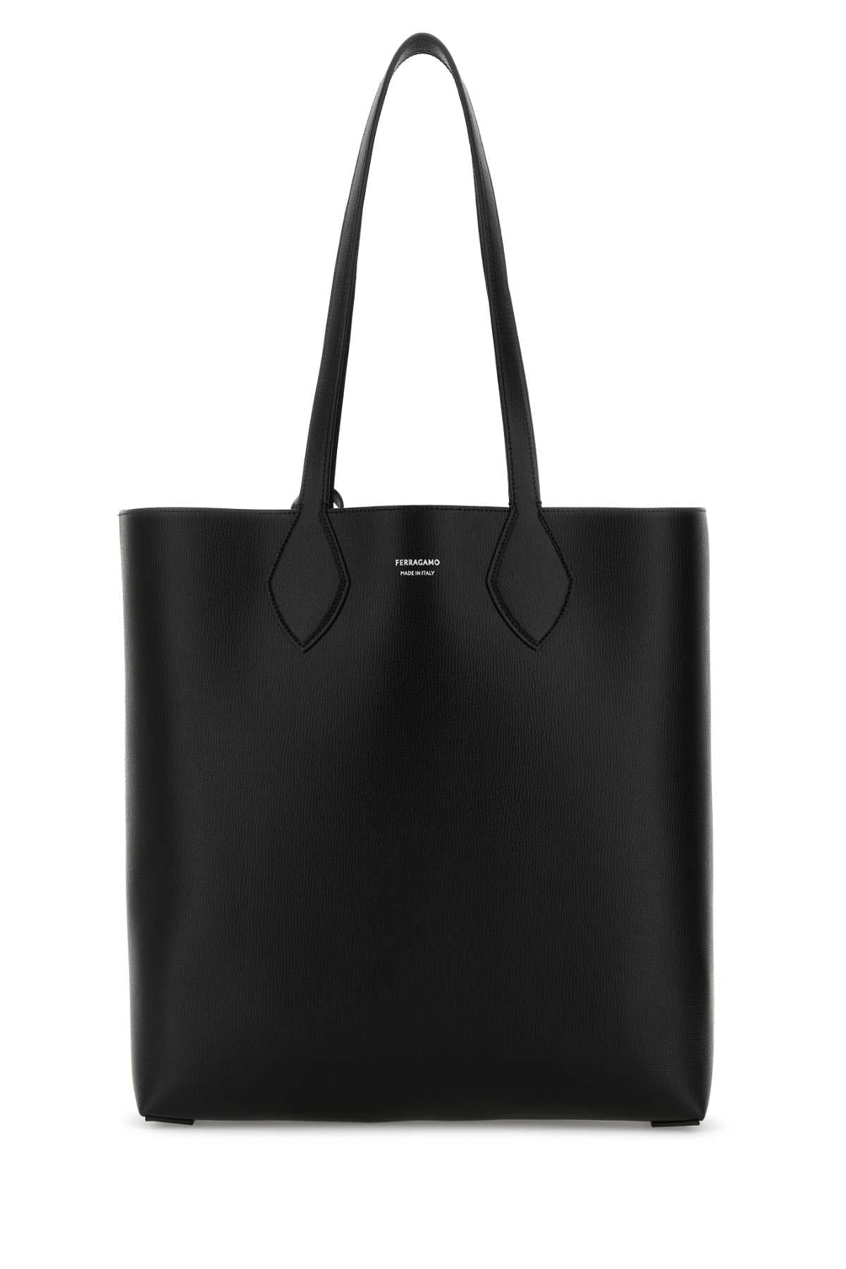 Salvatore Ferragamo Men Black Leather Allover Shopping Bag - EZE Fashion®