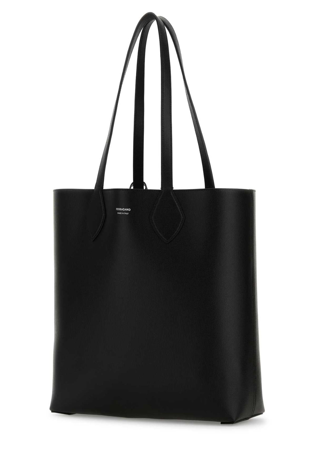 Salvatore Ferragamo Men Black Leather Allover Shopping Bag - EZE Fashion®