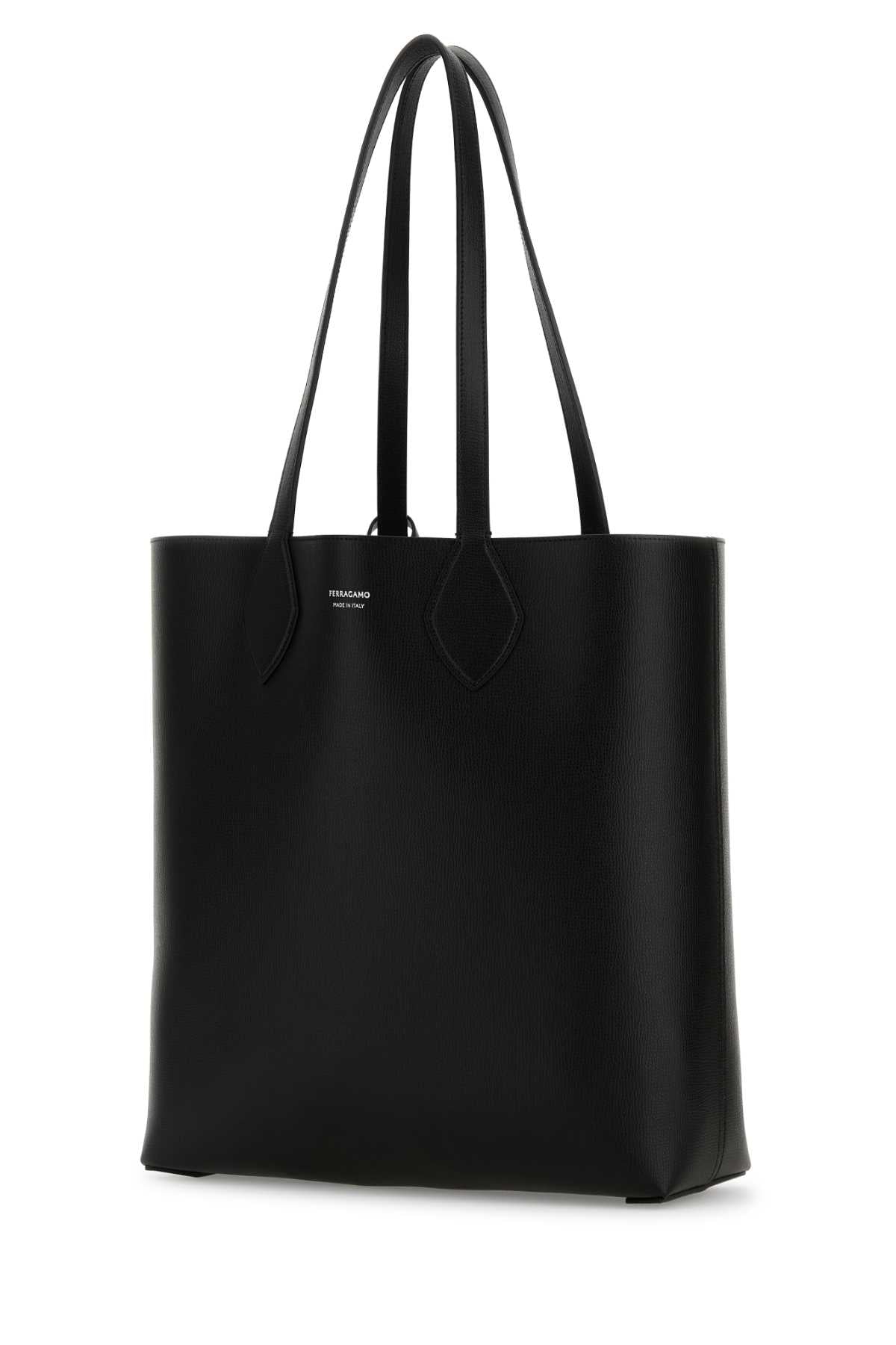 Salvatore Ferragamo Men Black Leather Allover Shopping Bag - EZE Fashion®