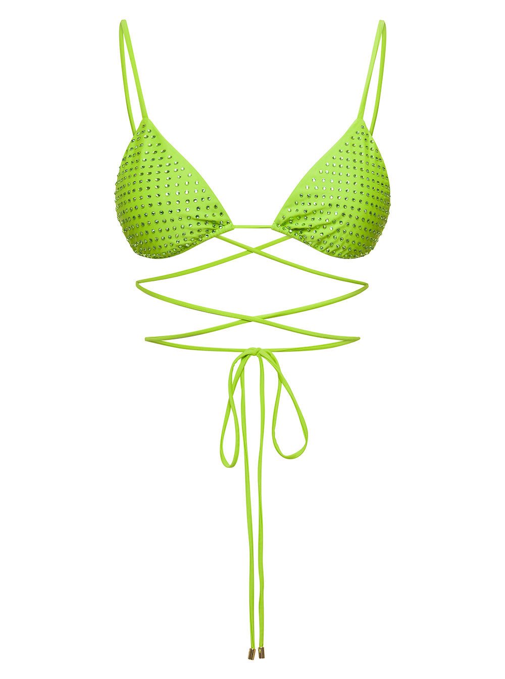 Self - Portrait Women Bikini Top With All - Over Crystal Embellishment In Green Polyamide Woman - EZE Fashion®