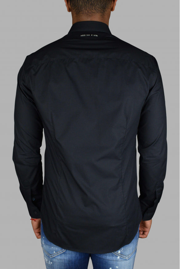 Philipp Plein Men Diamond Cut Ls Skull Shirt