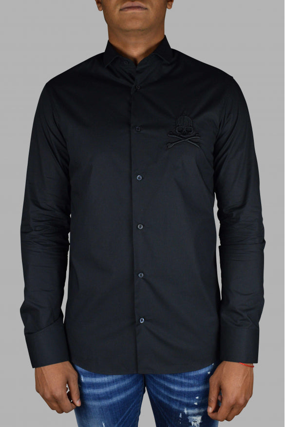 Philipp Plein Men Diamond Cut Ls Skull Shirt