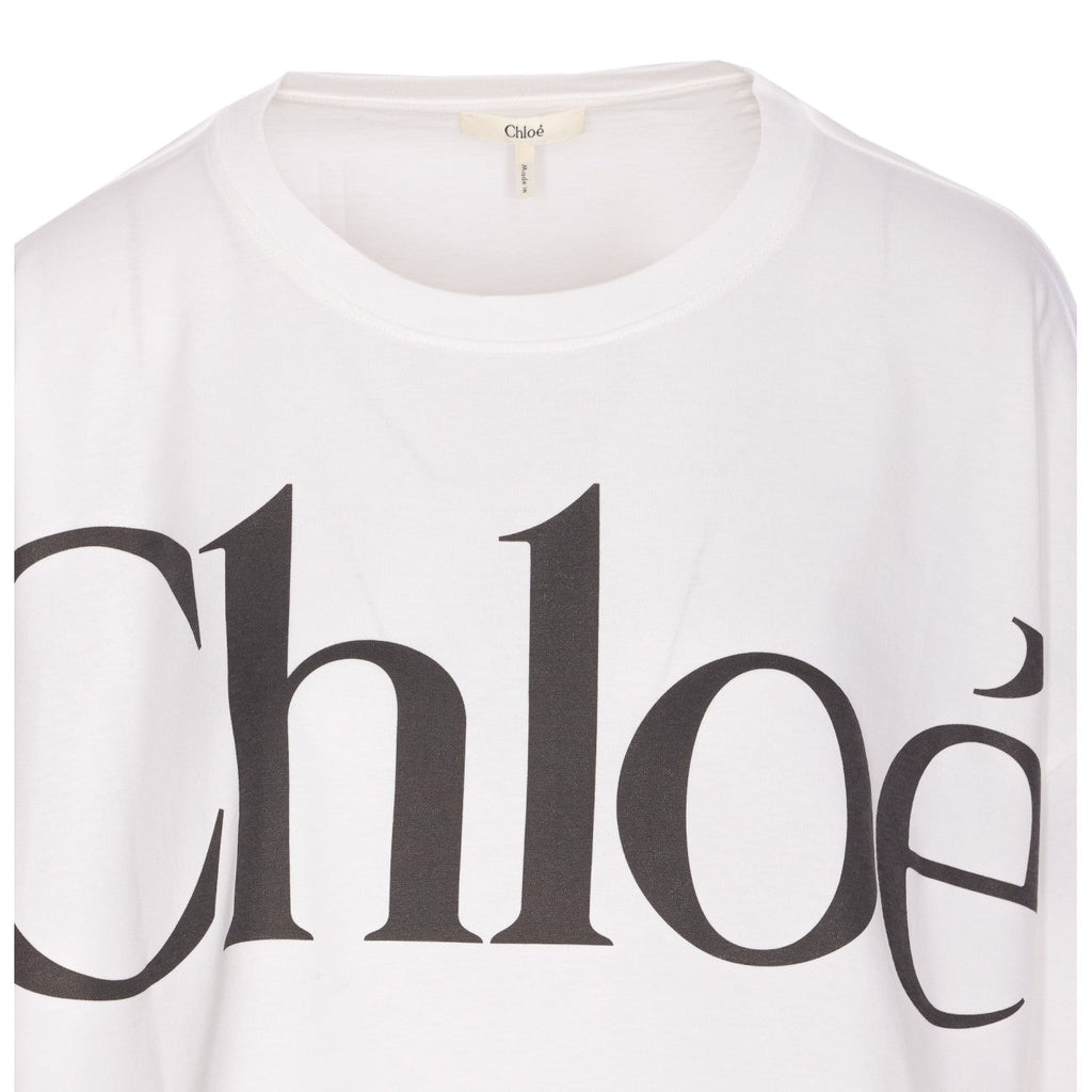 Chloe' Women Short Boxy T-Shirt With Logo In Cotton Jersey