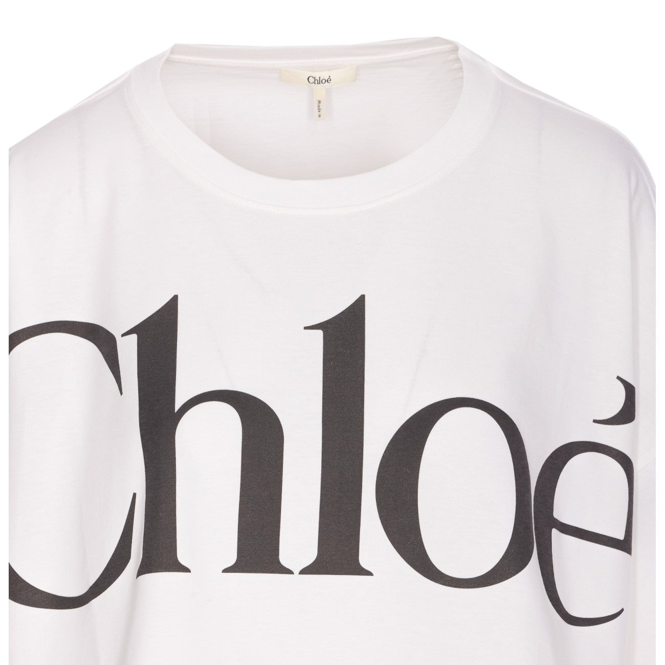 Chloe' Women Short Boxy T-Shirt With Logo In Cotton Jersey