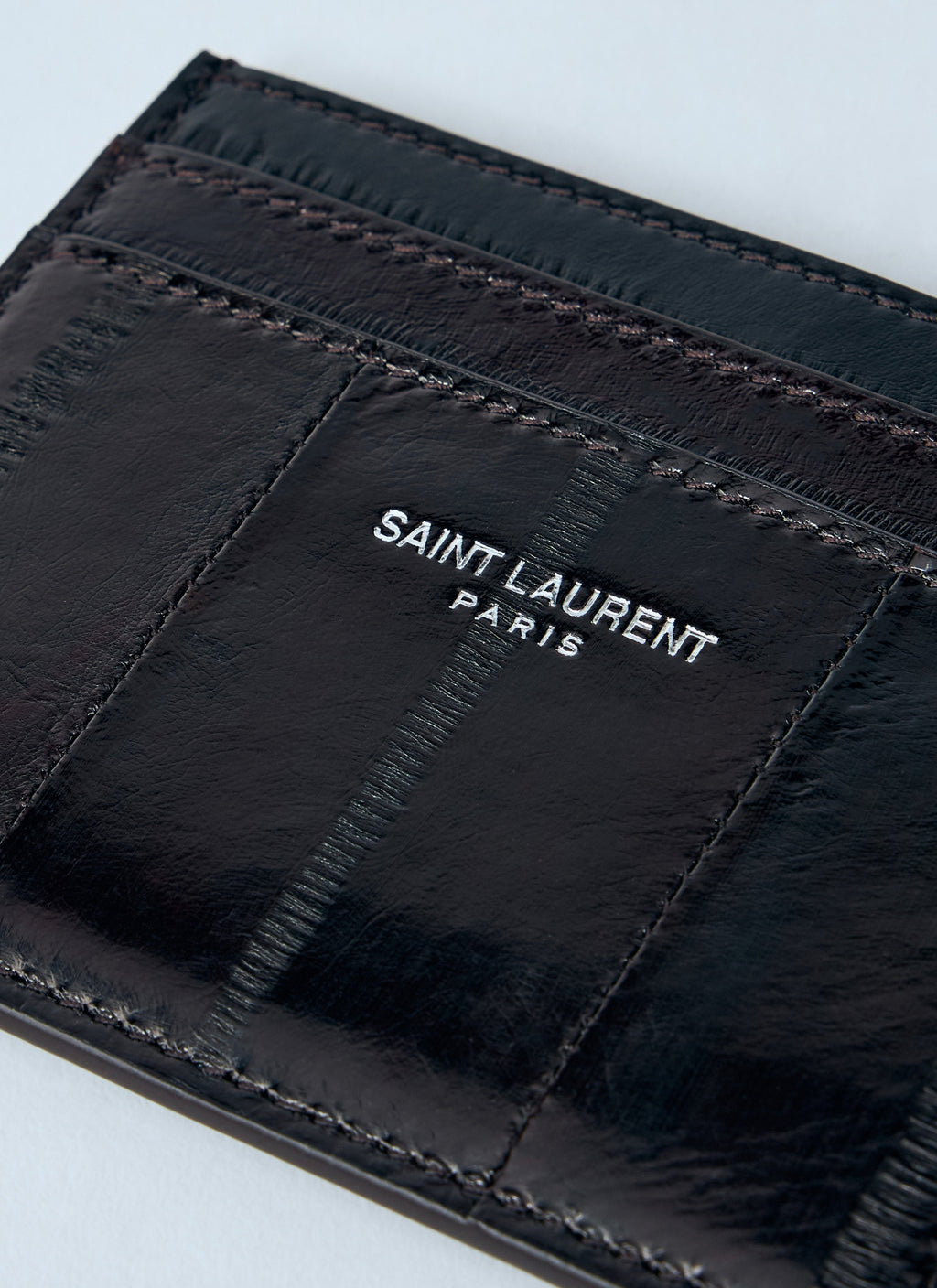 Saint Laurent Men Logo Print Leather Cardholder