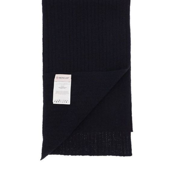 Moncler Women Blue Wool Logo Scarf/Wrap