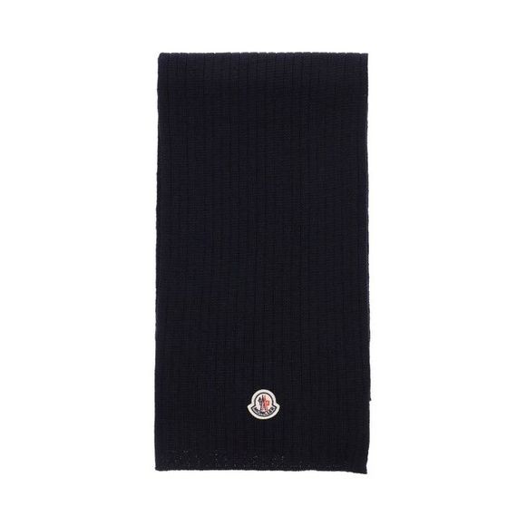 Moncler Women Blue Wool Logo Scarf/Wrap