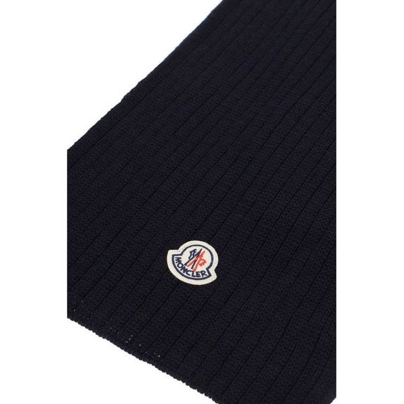 Moncler Women Blue Wool Logo Scarf/Wrap