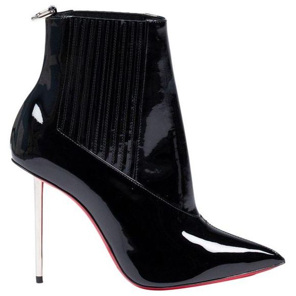 Christian Louboutin Women Black Patent Leather 100 Epic Boots/Booties