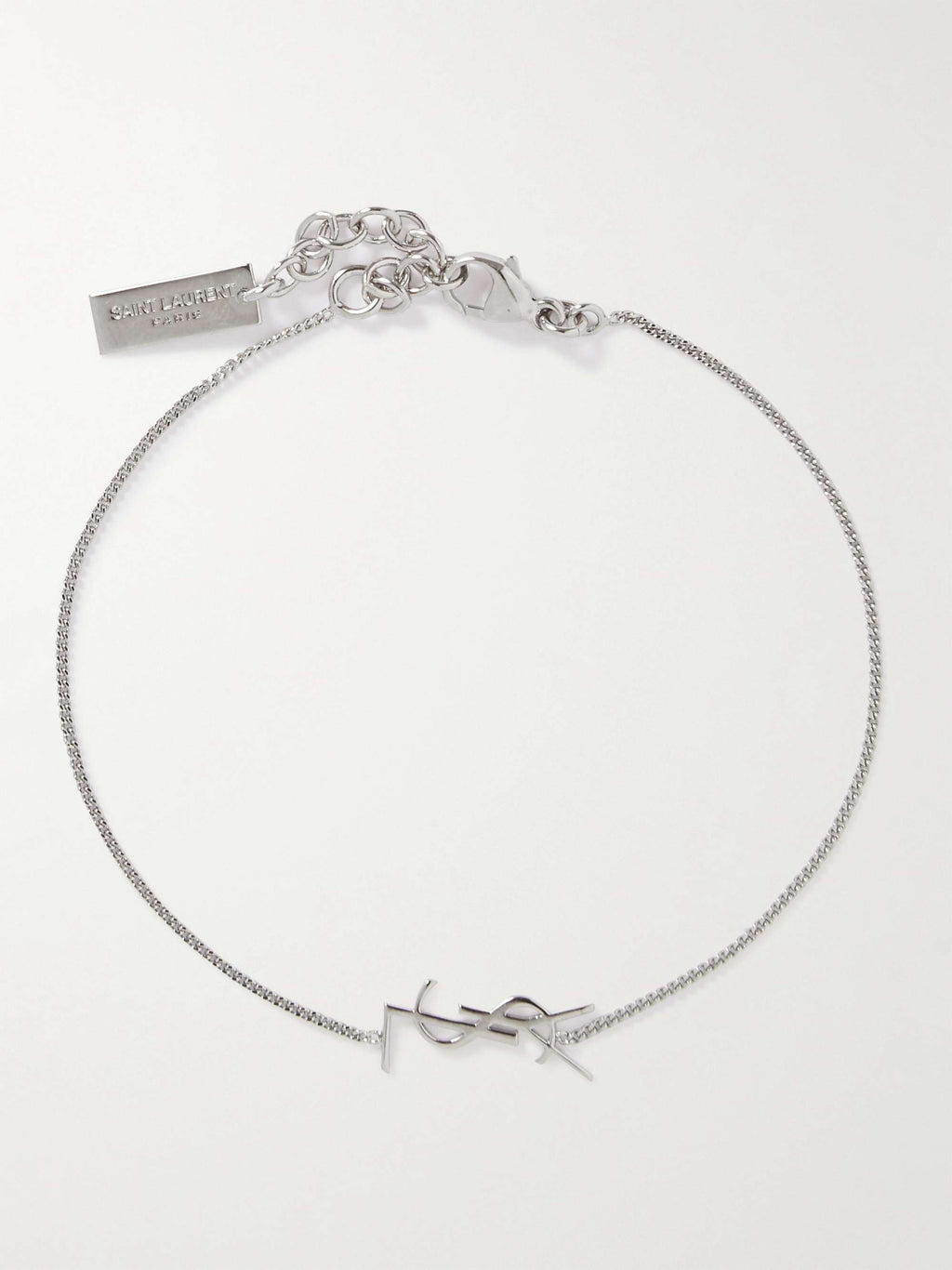 Saint Laurent Women Logo-Detailed Silver-Tone Chain Bracelet