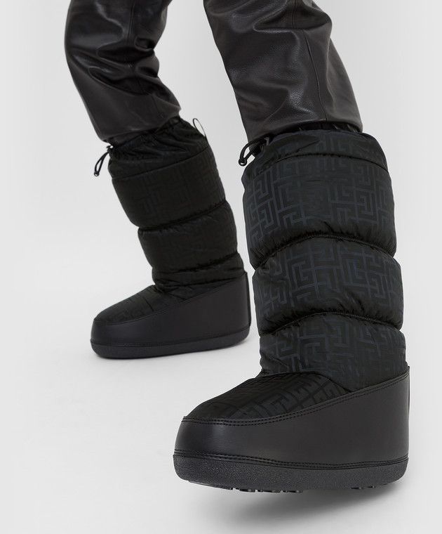 Balmain Men Black Snow Boots With Logo