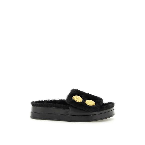Balmain Women Faux Fur Tam Slides Balmain