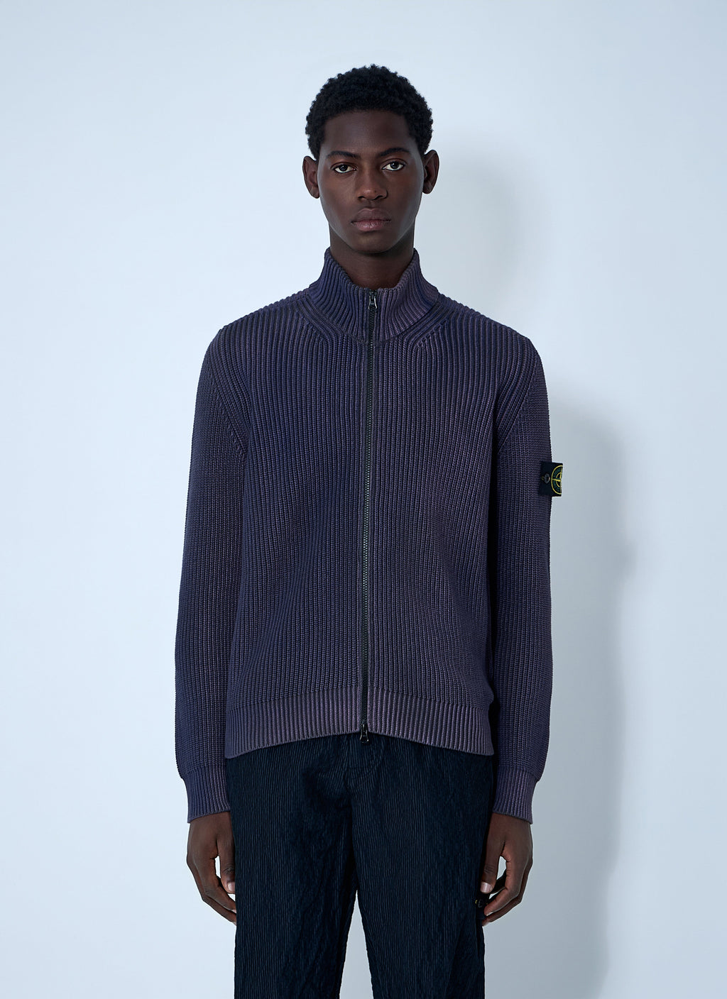 Stone Island Men Zip-Up Rib Cardigan