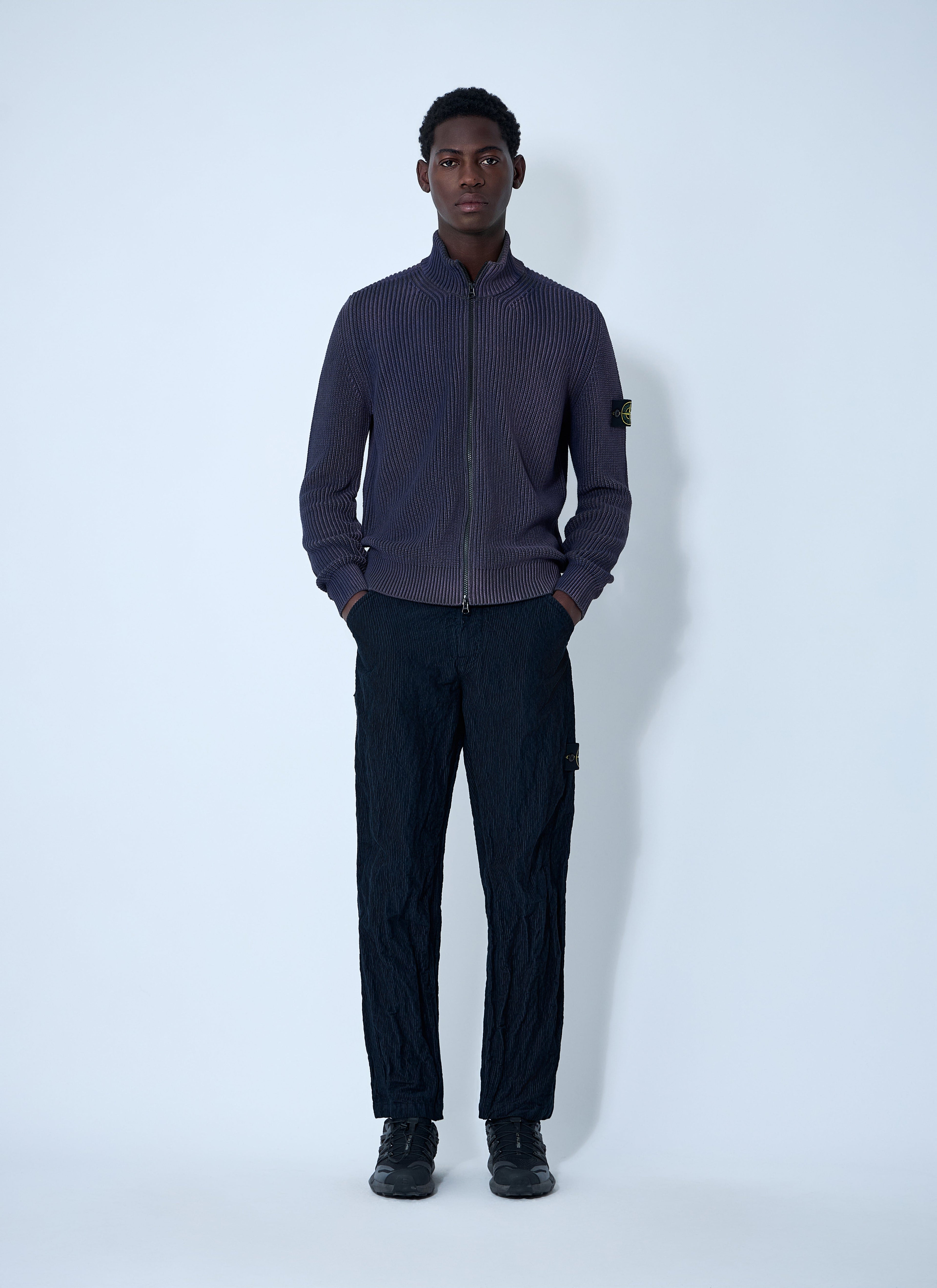 Stone Island Men Zip-Up Rib Cardigan