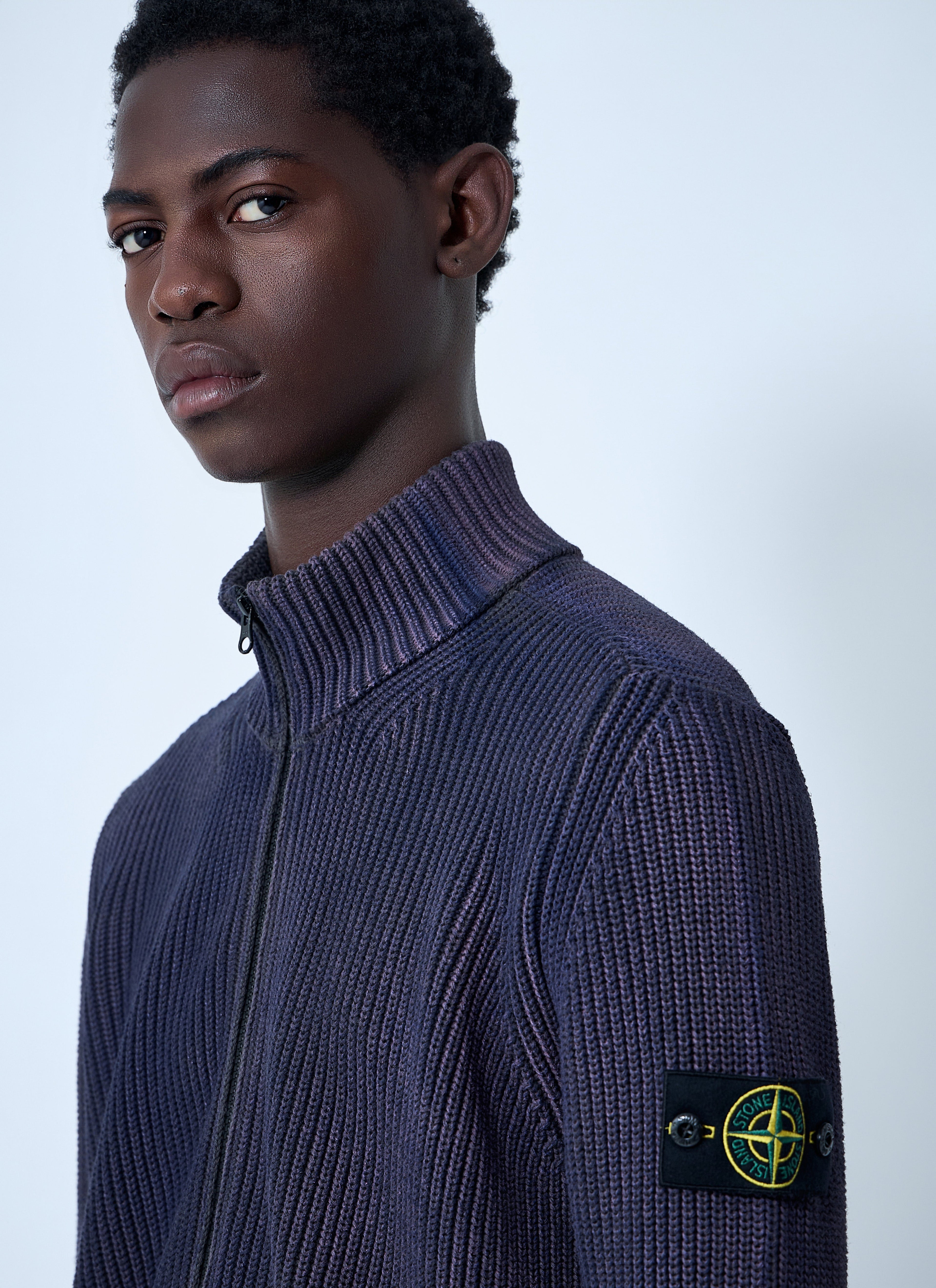 Stone Island Men Zip-Up Rib Cardigan