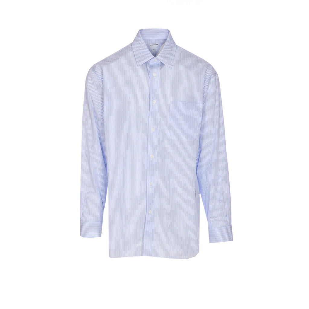 Bottega Veneta Men Stripe Cotton Poplin Shirt
