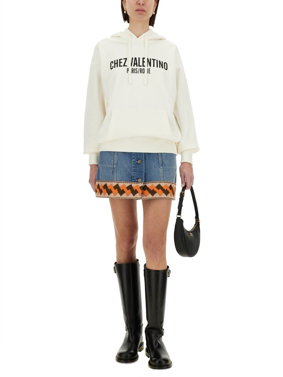 Valentino Women Cotton Hoodie With Print - EZE Fashion®