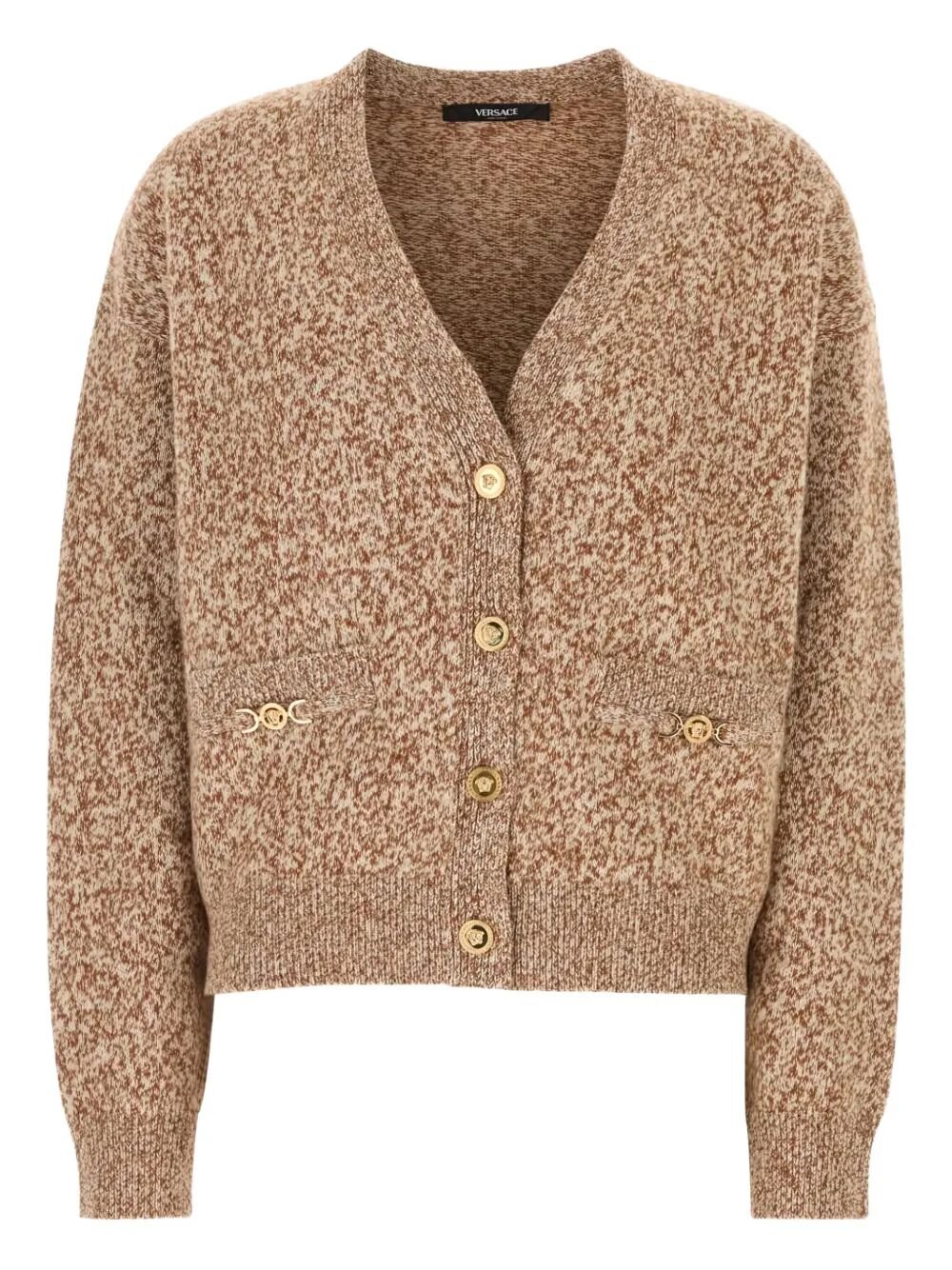 Versace Women Mouliné Cashmere - Blend Knit Boxy Cardigan - EZE Fashion®