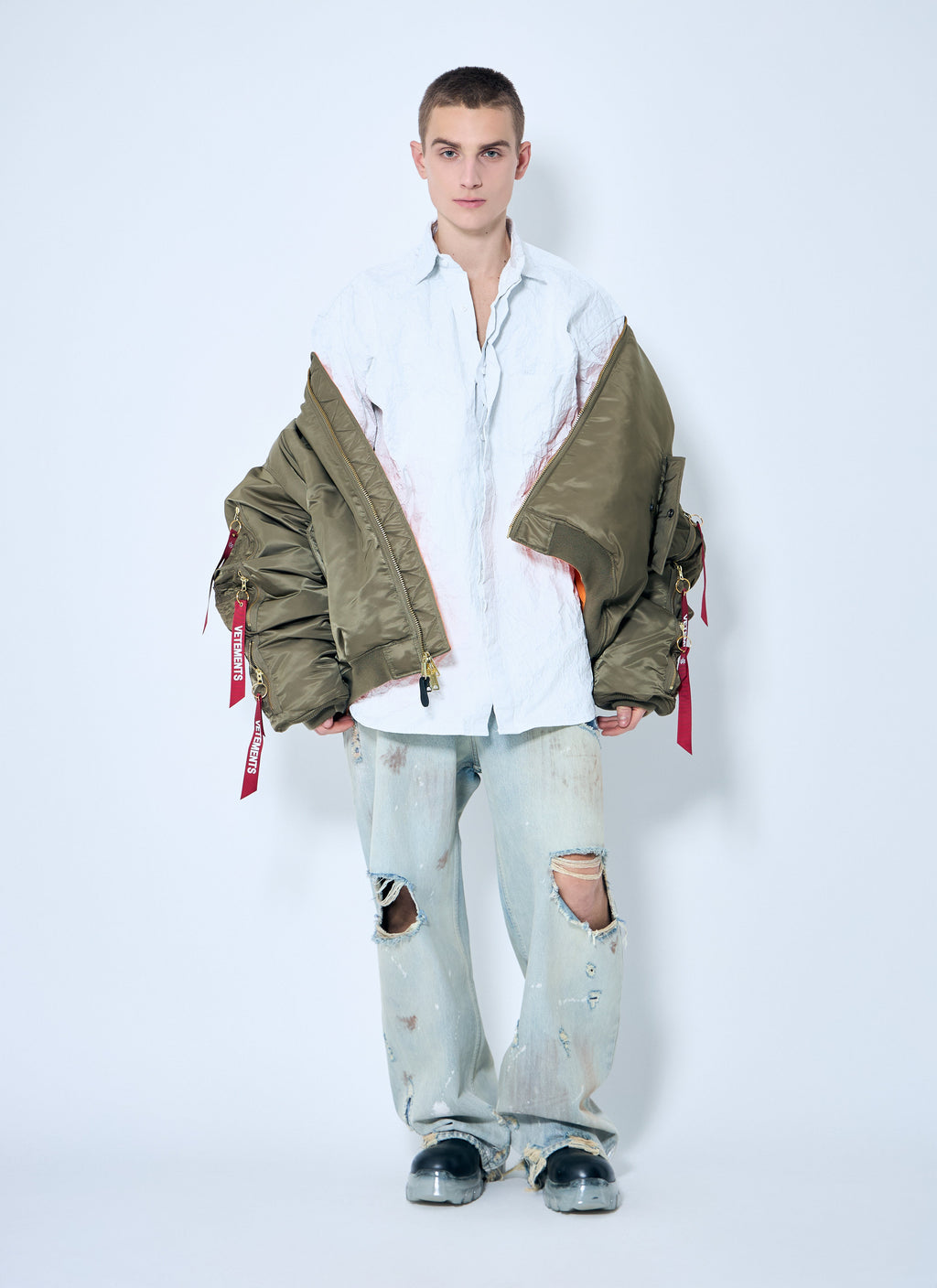 Vetements Men Metalized Wrinkled Shirt