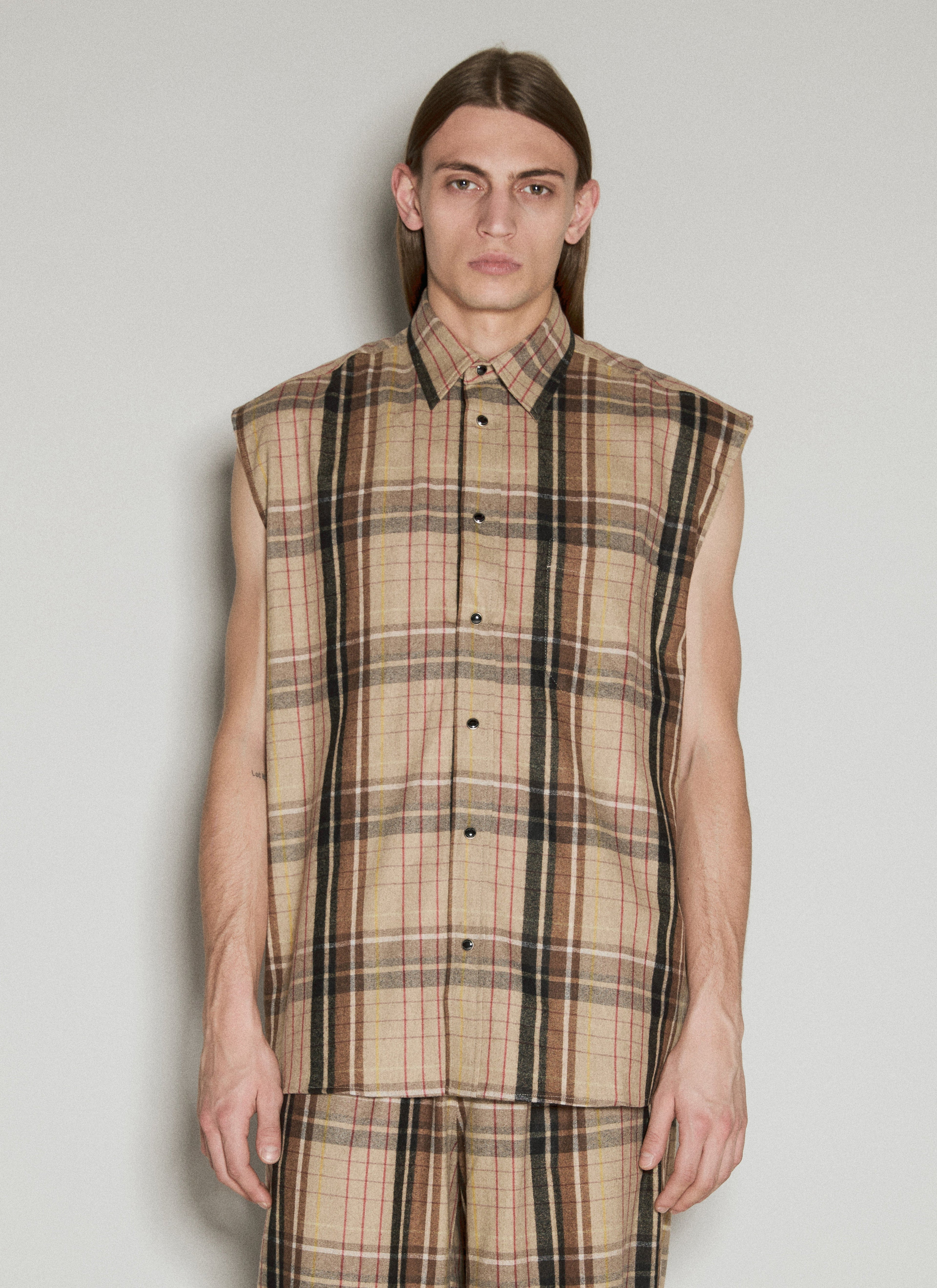 Vtmnts Men Flannel Sleeveless Shirt